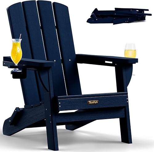 Vista 50 de Silla Adirondack plegable, sillas para hogueras de polietileno de alta densidad para todo tipo de clima, sillas Adirondack de plástico con soporte