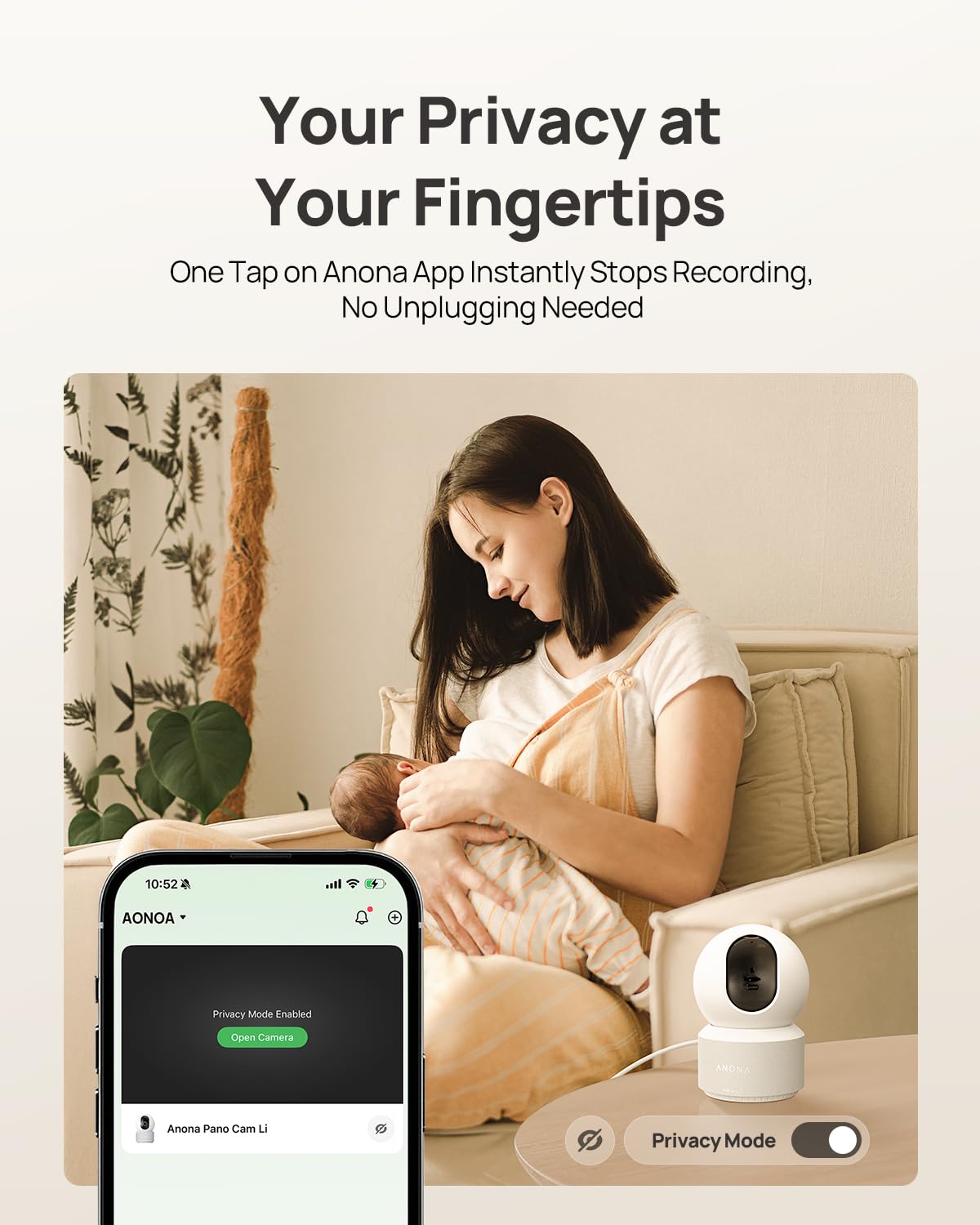Anona Cámara 4K UHD para interiores con tarjeta SD de 64 GB, cámara de seguridad para mascotas/perros/bebés con aplicación de teléfono, giro panorámico de 360°, Wi-Fi 6 de 2.4G/5G, seguimiento