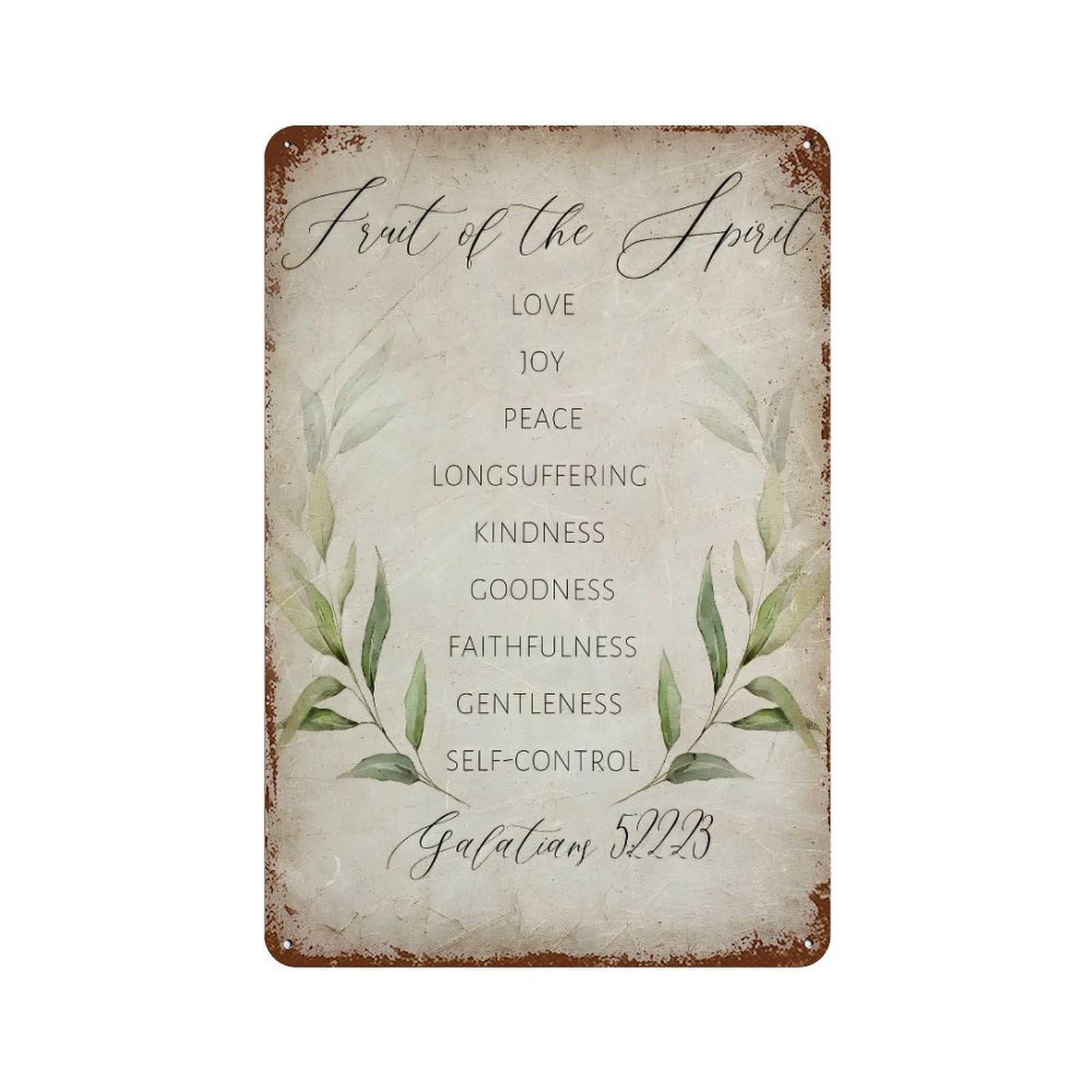 xiaoxiaoshen Bible Verse Wall Art Galatians 5 22-23 Wall Decor Art Metal Tin Poster Modern Home Decor Art Home Bar Shop Decorations Vintage Sign 30x20cm