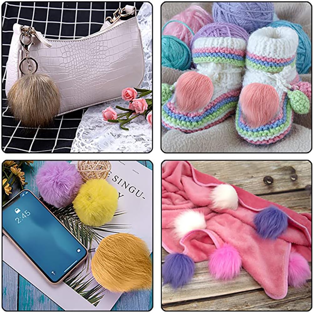 10 Pompon In Pelliccia Sintetica 10 Cm - Morbidi E Soffici Per Cappelli E Borse - Foto 12