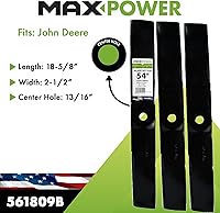 Vista 2 de MaxPower 561809B Juego de 3 cuchillas para corte de 54" John Deere reemplaza a M115496