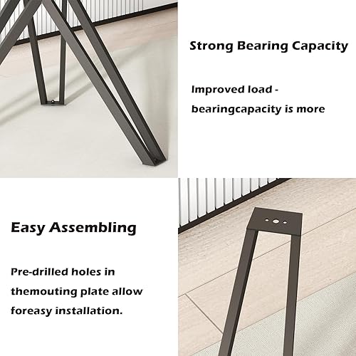 Miniatura 6 de Base de mesa moderna de 28 pulgadas, patas de mesa de metal industrial con ventosas, mesa de centro moderna de metal, patas de mesa de comedor de