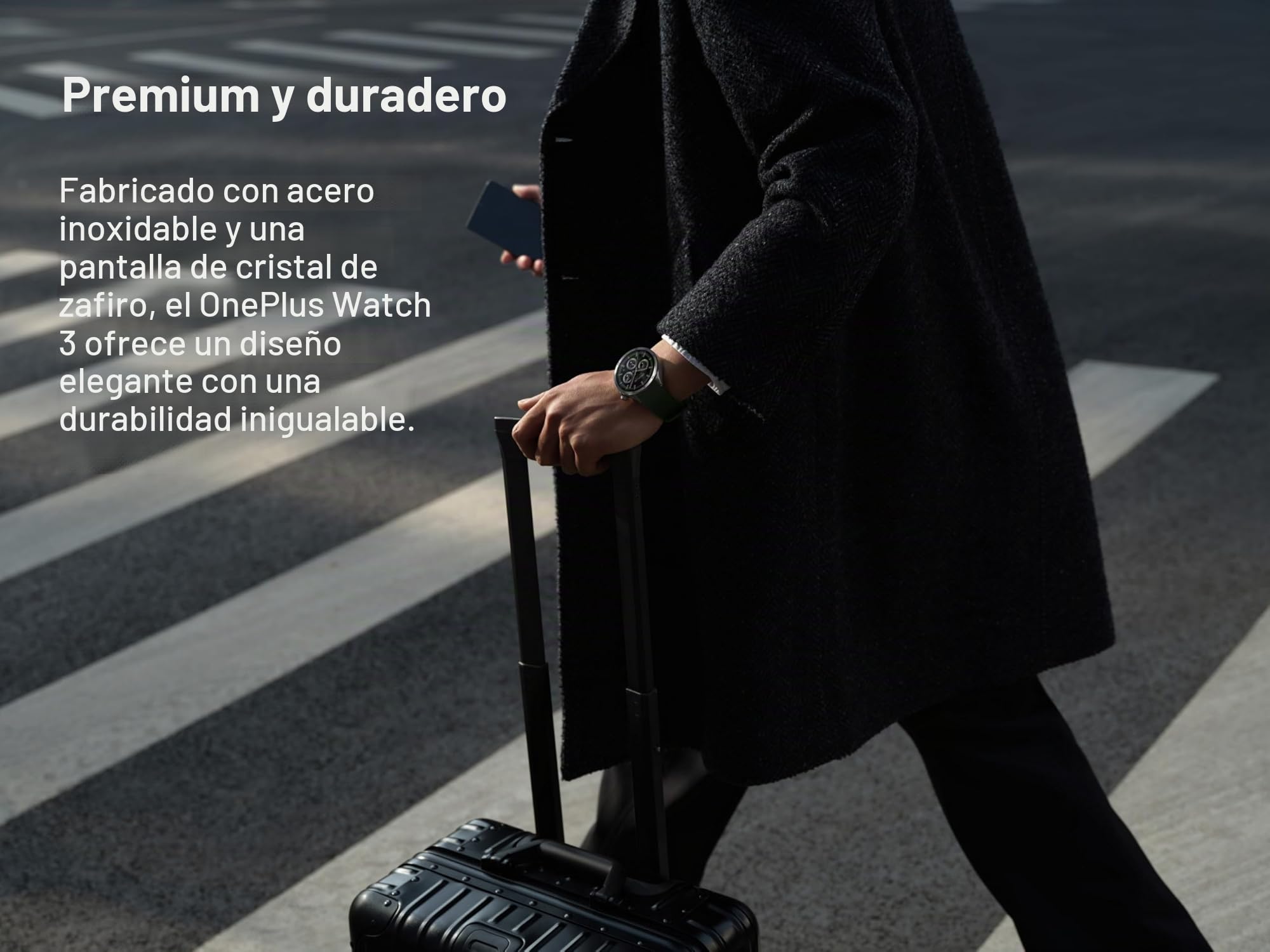 OnePlus Watch 3 Obsidian Titantium, 32 GB, batería de 120 Horas, Seguimiento de Salud y Fitness, diseño de Cristal de Zafiro, Bisel de Titanio, Motor Doble, Wear-OS de Google