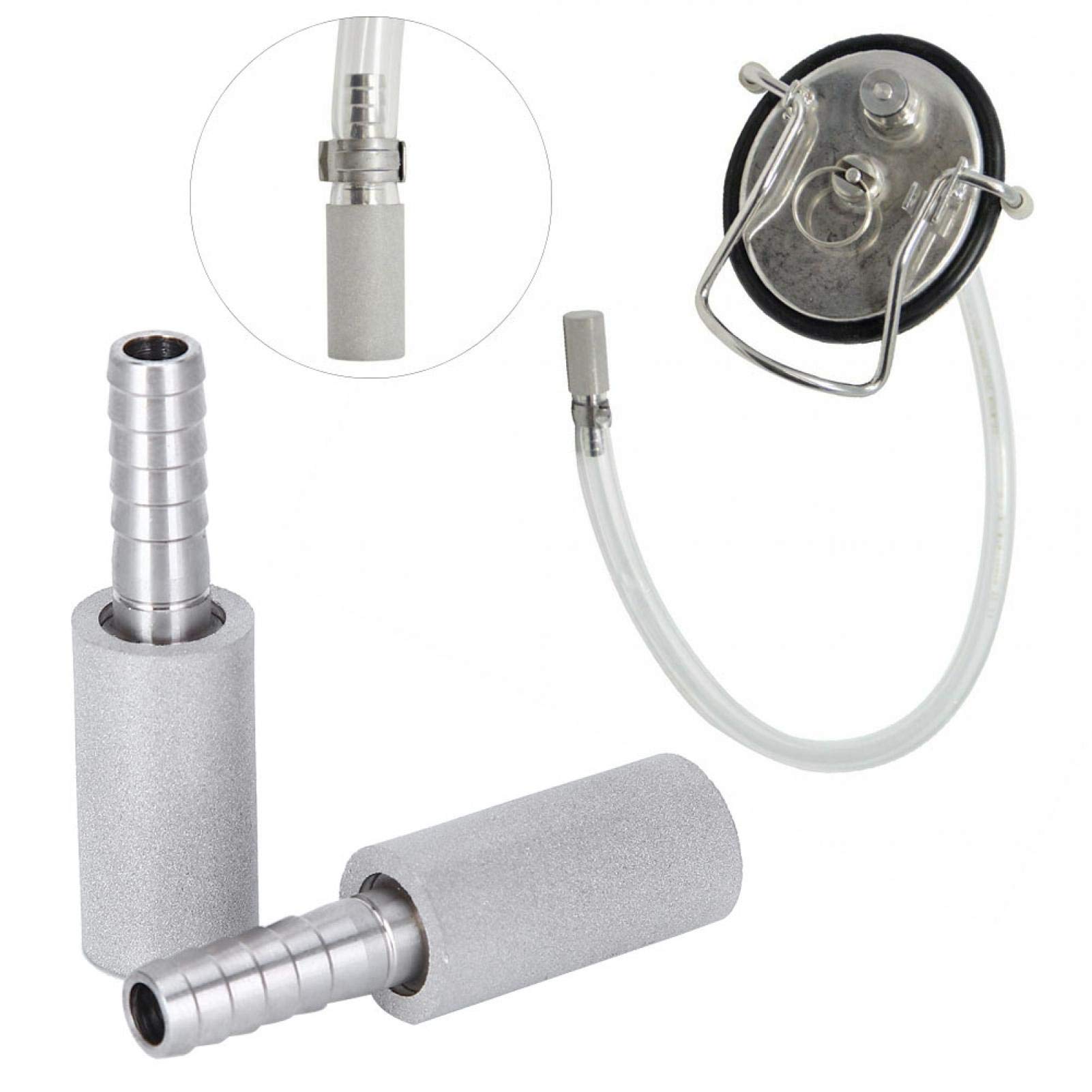 2 piezas de difusor de micras de acero inoxidable 0,5 304, aireador de acero inoxidable, piedra carbonizada, con púas de diámetro exterior de 1/4 de pulgada