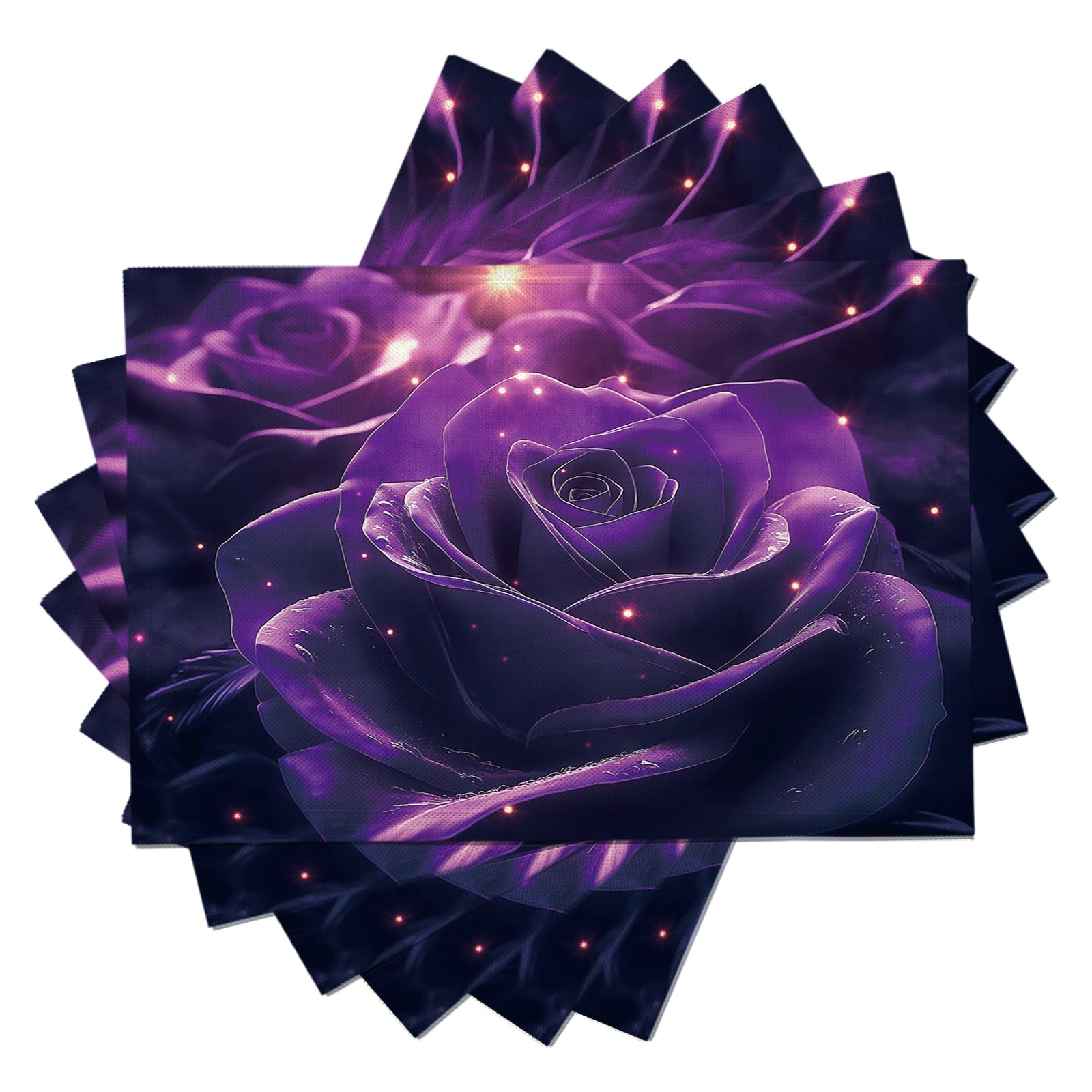 Pack de 8 Table Rêve en Coton et Lin - Set de décoration de Table Rose Pourpre pour événements, Mariage, Anniversaire, dîner, café, Cuisine 30×45cm