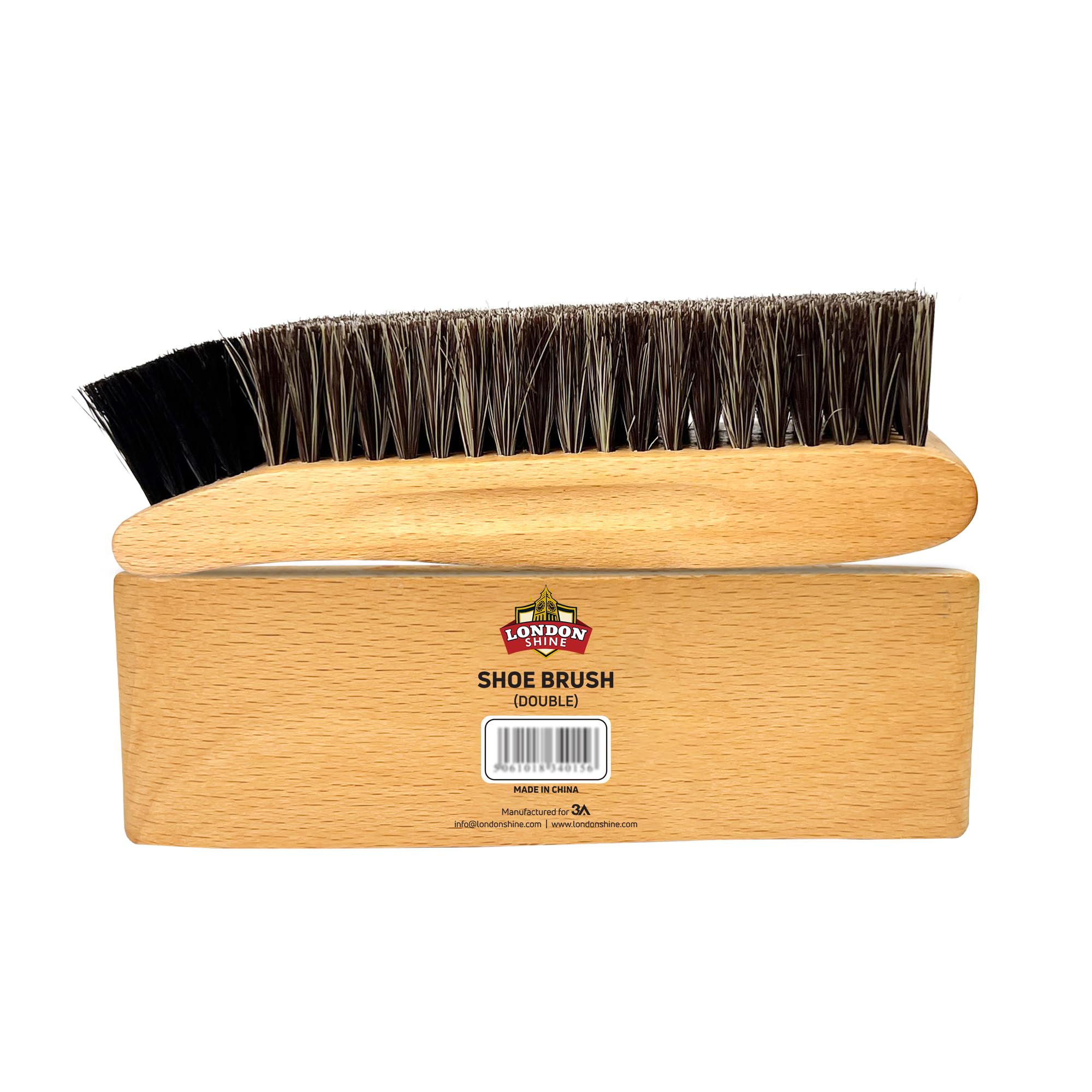 London Shine Shoe Polish Brush, 2 in 1 with Applicator, Gives Shoe To Your Leather Shoes & Boots. Best For Shoe Polishing & Buffing on Shoes & Leather Accessories. 6 Inch Wooden Shoe Polish Brush.