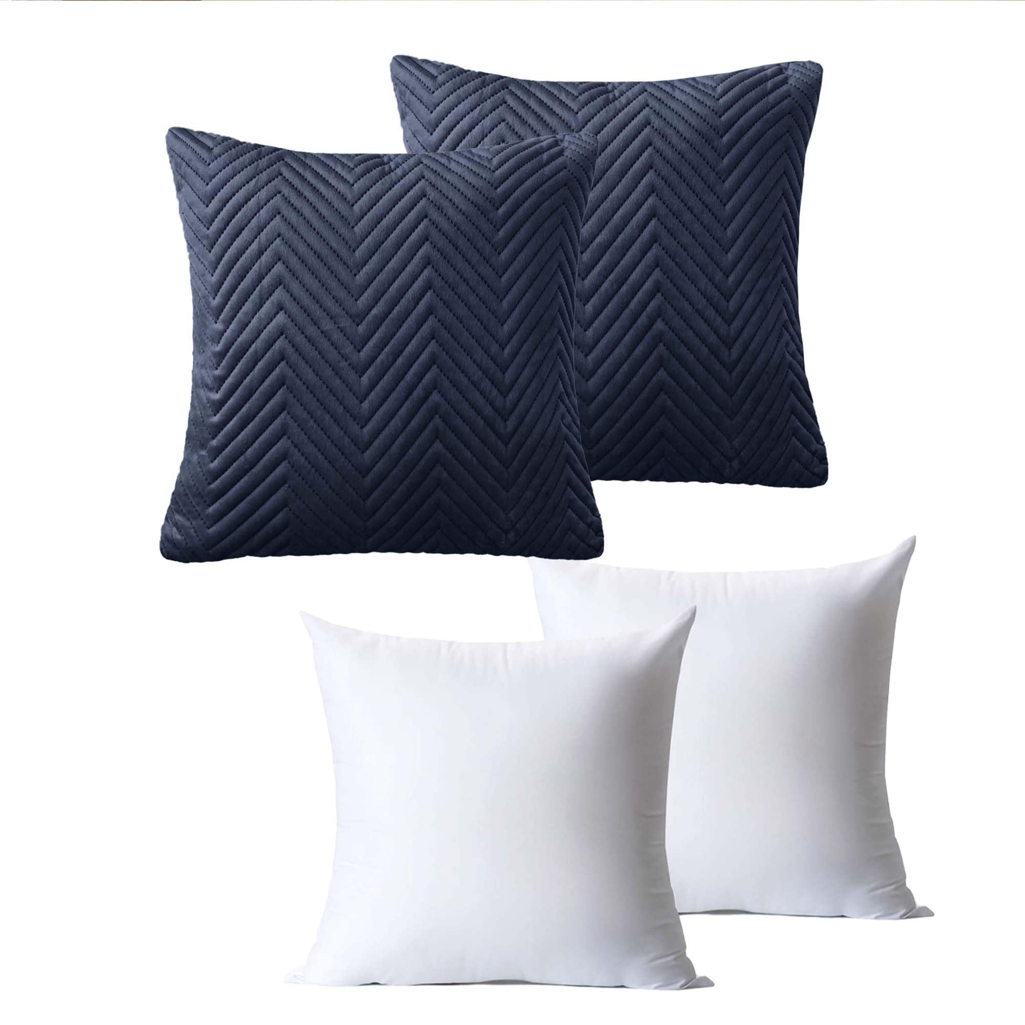 BedLooms Cushions with Covers Included 45 x 45 cm Set of 4 (2 Charcoal Cushion Covers, 2 Cushion Inserts) Ultrasonic Square Throw Pillow Cases Decorative Sofa Cushion with Invisible Zipper โ image 1