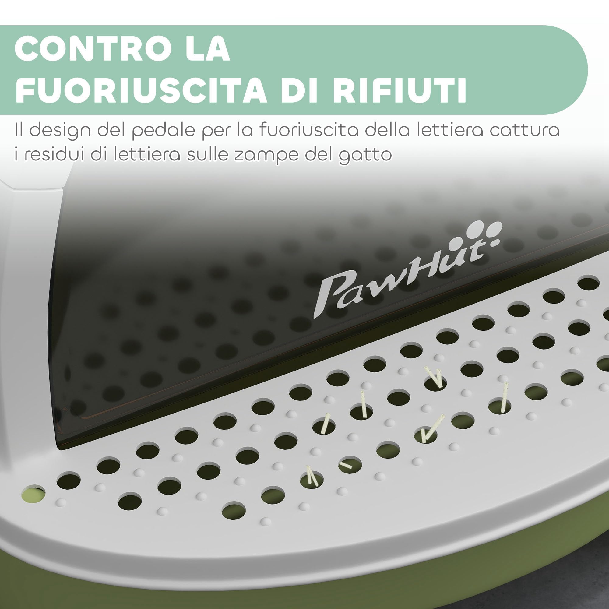 PawHut Lettiera per Gatti Chiusa con Vassoio Estraibile, Toilette per Gatti con Cassetta Igienica per Gatti con Maniglia, Paletta e Filtro ai Carboni Attivi, Verde