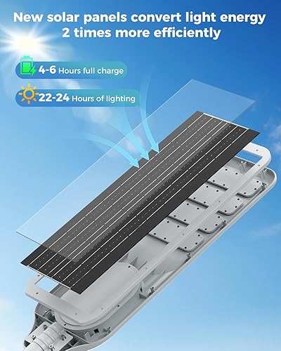 Miniatura 8 de AIKVSXER L-8500W - Farolas solares para exteriores, luz comercial de estacionamiento del atardecer al amanecer, 6500 K, impermeable, IP67, luces de