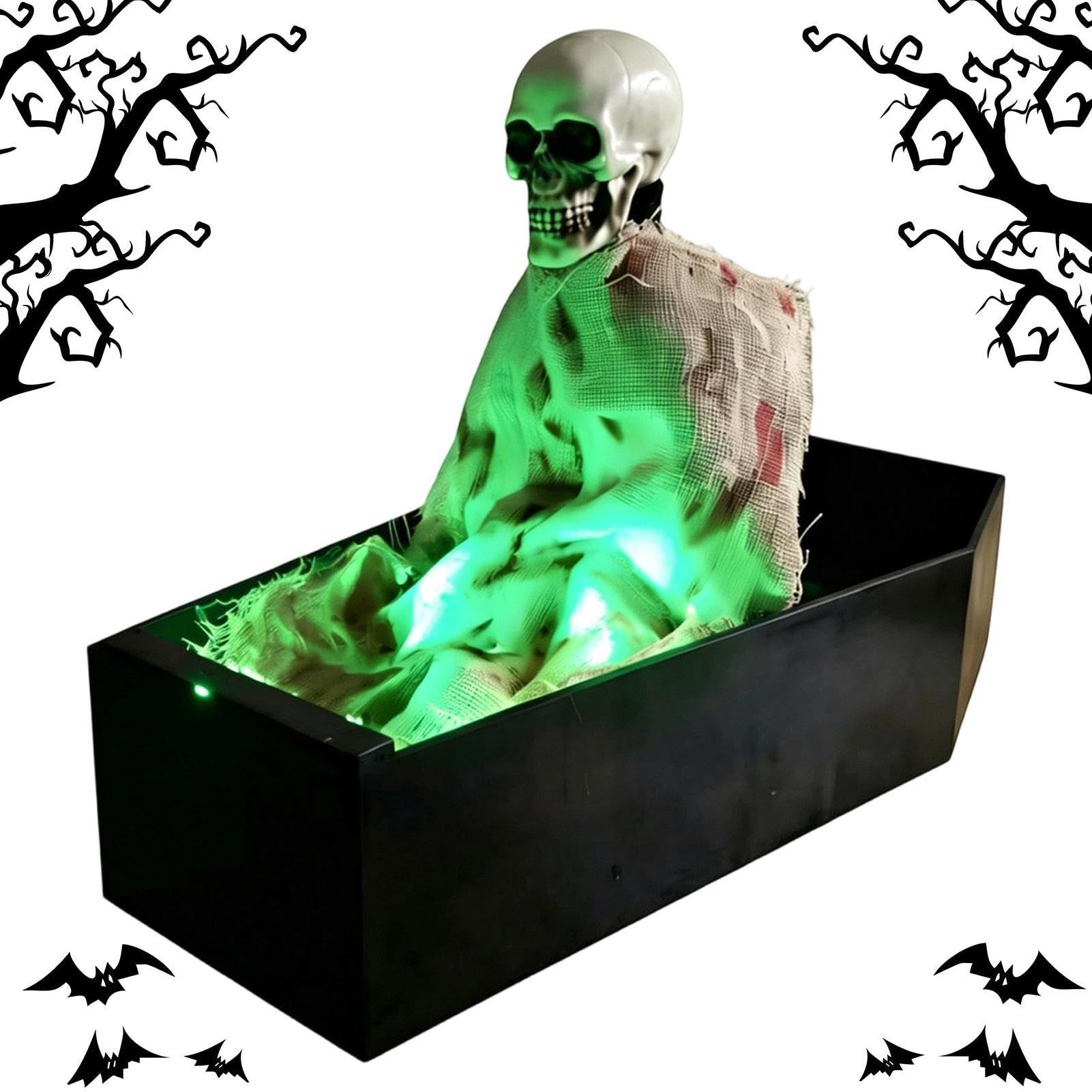 Decorazioni Scheletro Halloween Oggetto spettrale in bara con attivazione