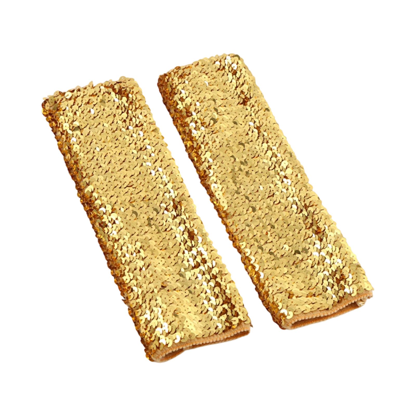 Klaisy Unisex Gold Sparkling Sequined Arm Sleeves For Carnivals Parties And Stage Performances Elastic For Various Size Sequins