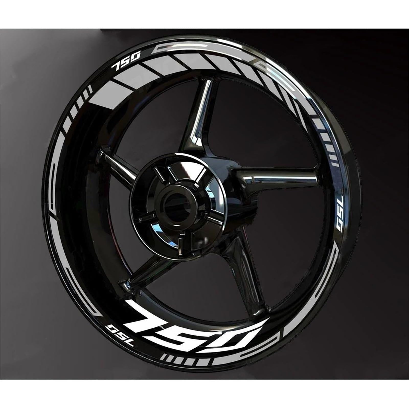 Motorrad-Radnabenaufkleber Reflektierender Motorradfelgenaufkleber Für Kawasaki Z750 Z 750, Felgenaufkleber, Radnabenaufkleber Felgenrandaufkleber(Weiß)