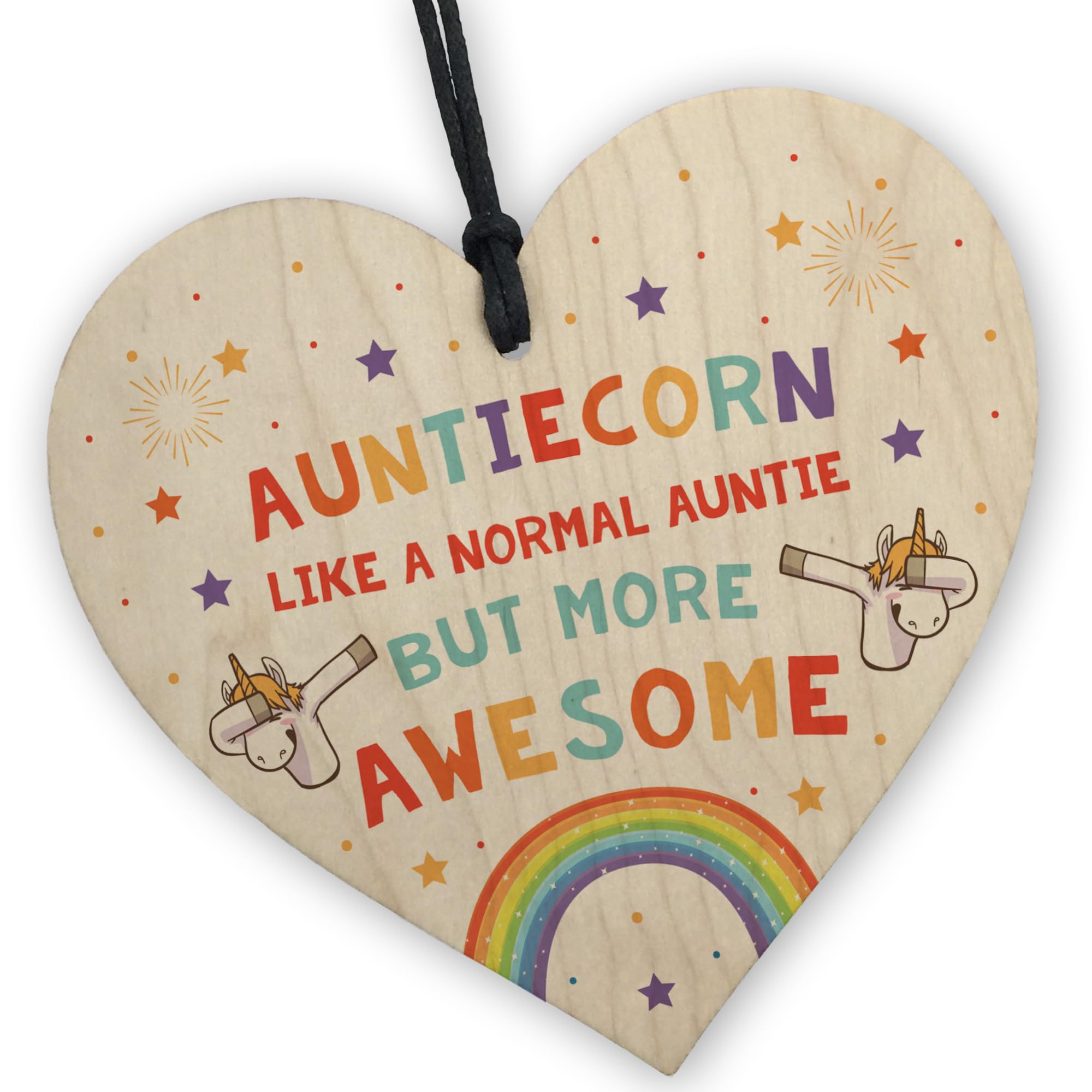Red Ocean Auntie From Niece Nephew, Auntie Birthday For Her, Awesome Aunt Wooden Hanging Heart Keepsake, Birthday For, Her