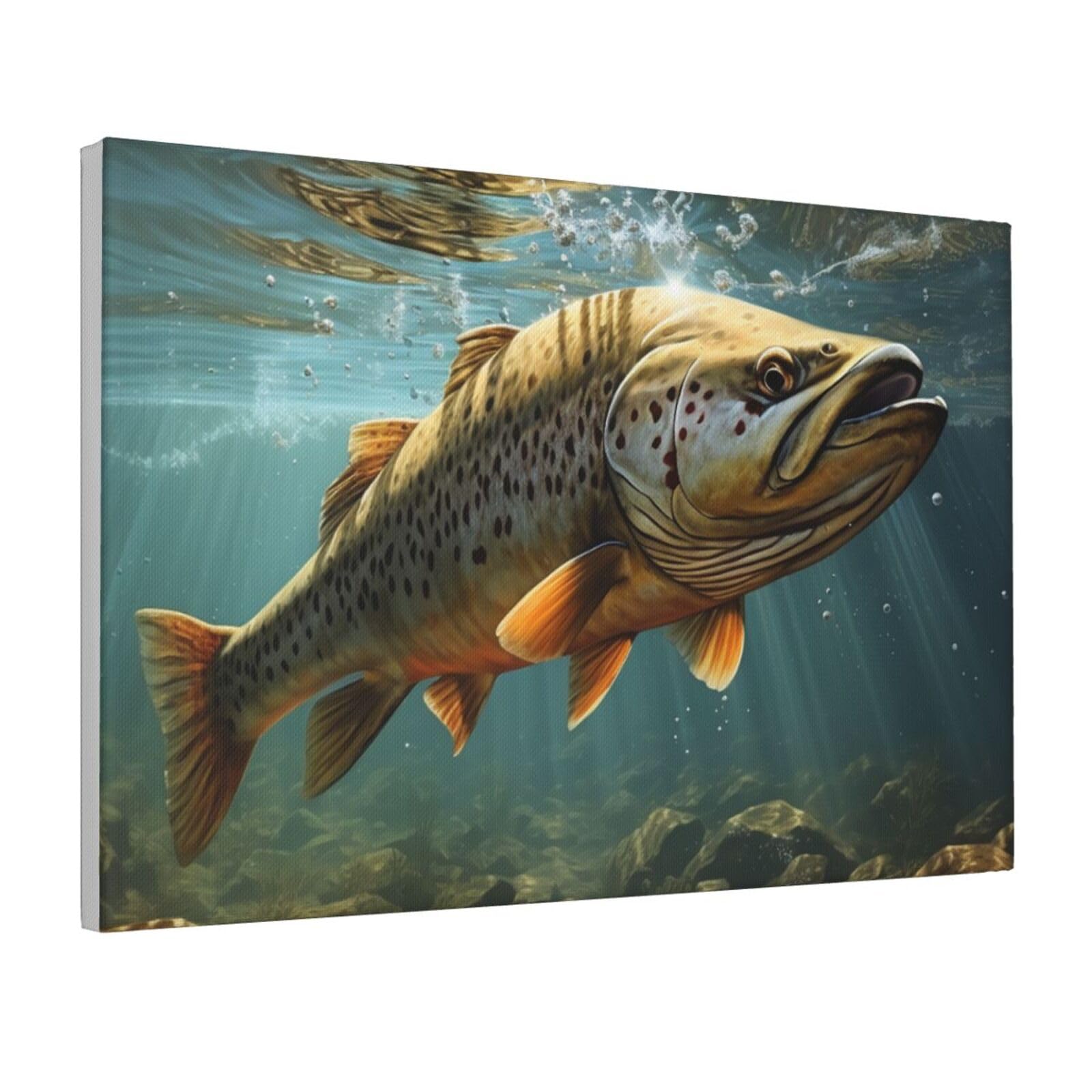 Framed Wall Art for Living Room Art Work, Fish Picture Prints Modern Office Wall Paintings Poster Aesthetic Wall Decorations for Home Decor Ready To Hang 12"x18"