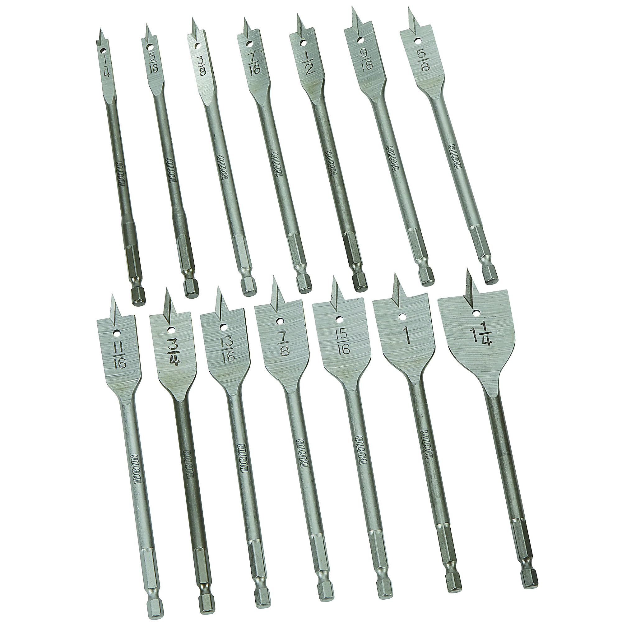 Ironton 14-Pc. Spade Drill Bit Set