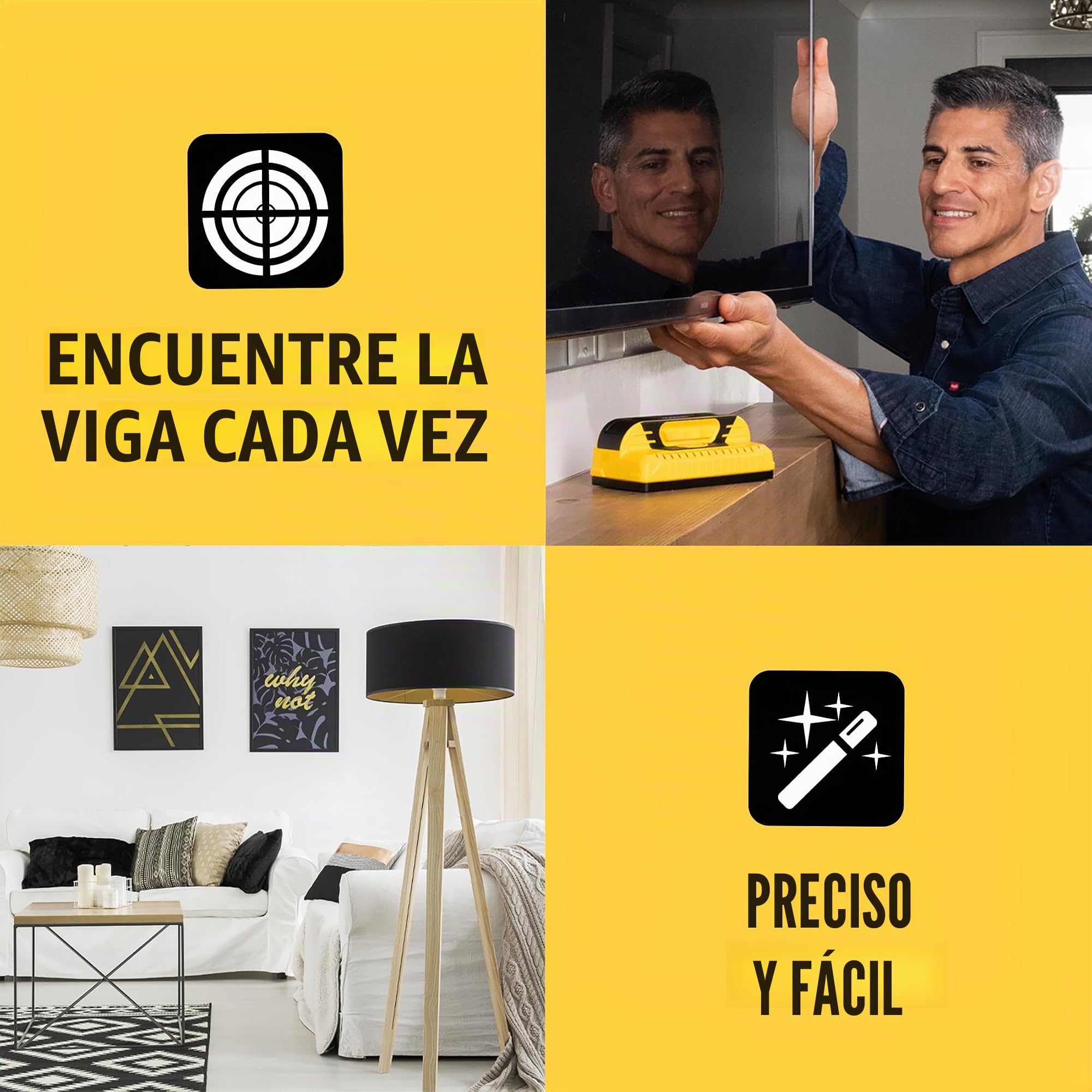 Franklin Sensors ProSensor M155 - Detector profesional de montantes con 9 sensores y alerta de cables eléctricos activos