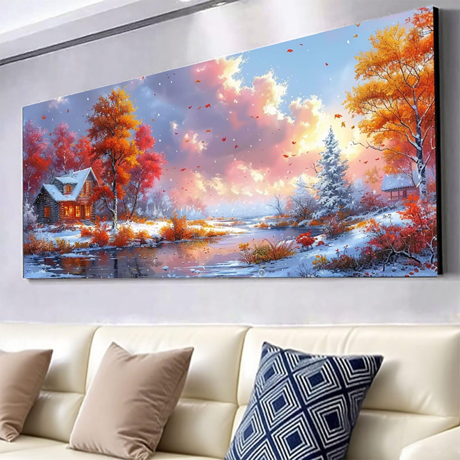 Diamentowe malarstwo zimowe diamentowe dorośli 5D rysunek diamentowy kabina obrazy diamentowe, 60 x 120 cm diament sztuka haft krzyżykowy puzzle rzemiosło dziewczyna dekoracja ścienna J2-429