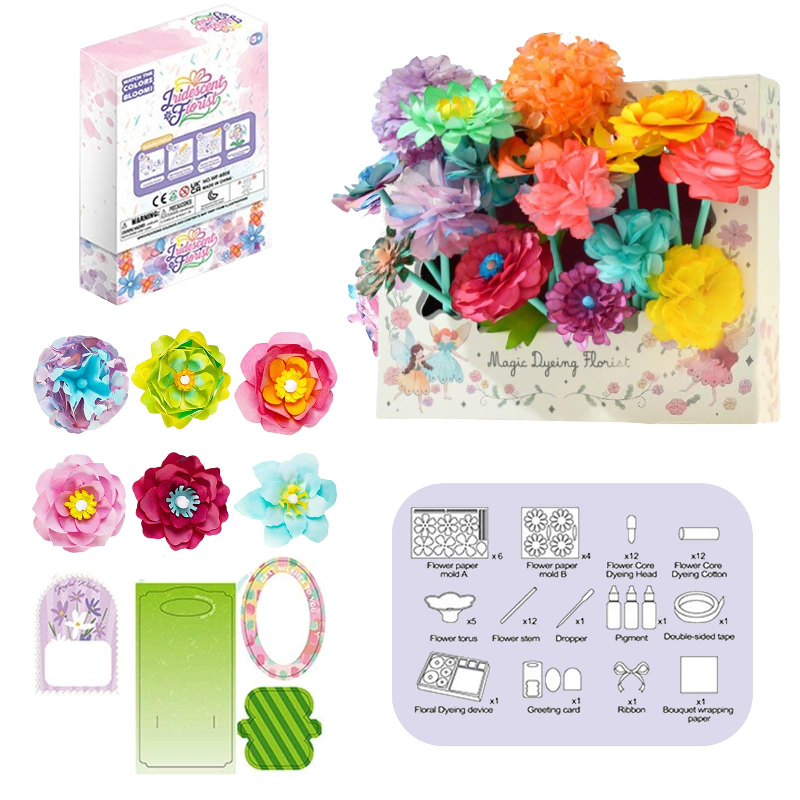 Bloom Joy Magic Petal Flower Kit, BloomJoy Magic Petal Flower Art Set, 3D Fantasy Art Magic Flowers, DIY Colorful Bouquet Toys, DIY Paper Flowers Craft Kit,Watercolor Coloring Set for Girls Boys (A#)