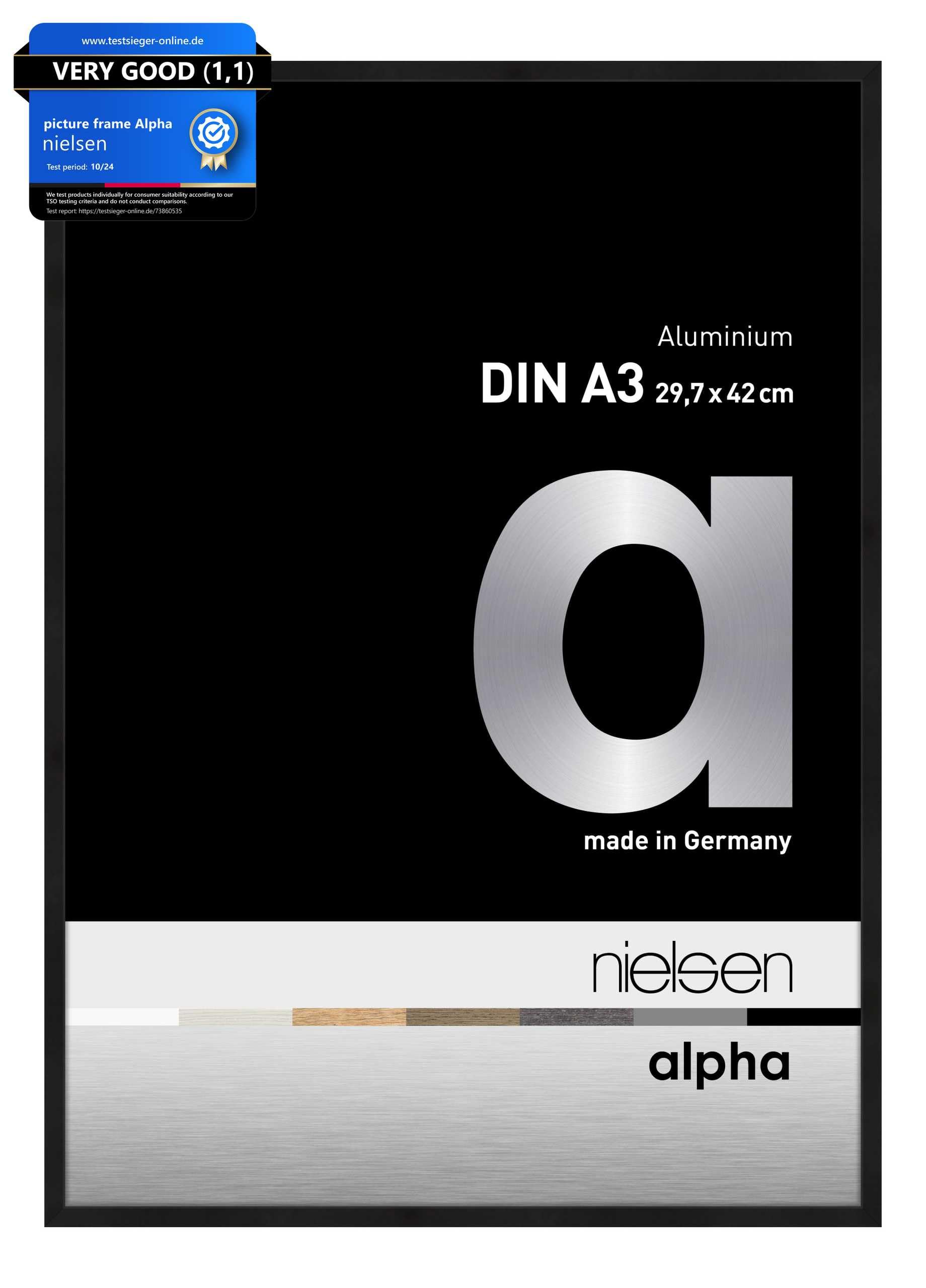 Nielsen Alpha Aluminium Picture Frame With Glass Front Black A3