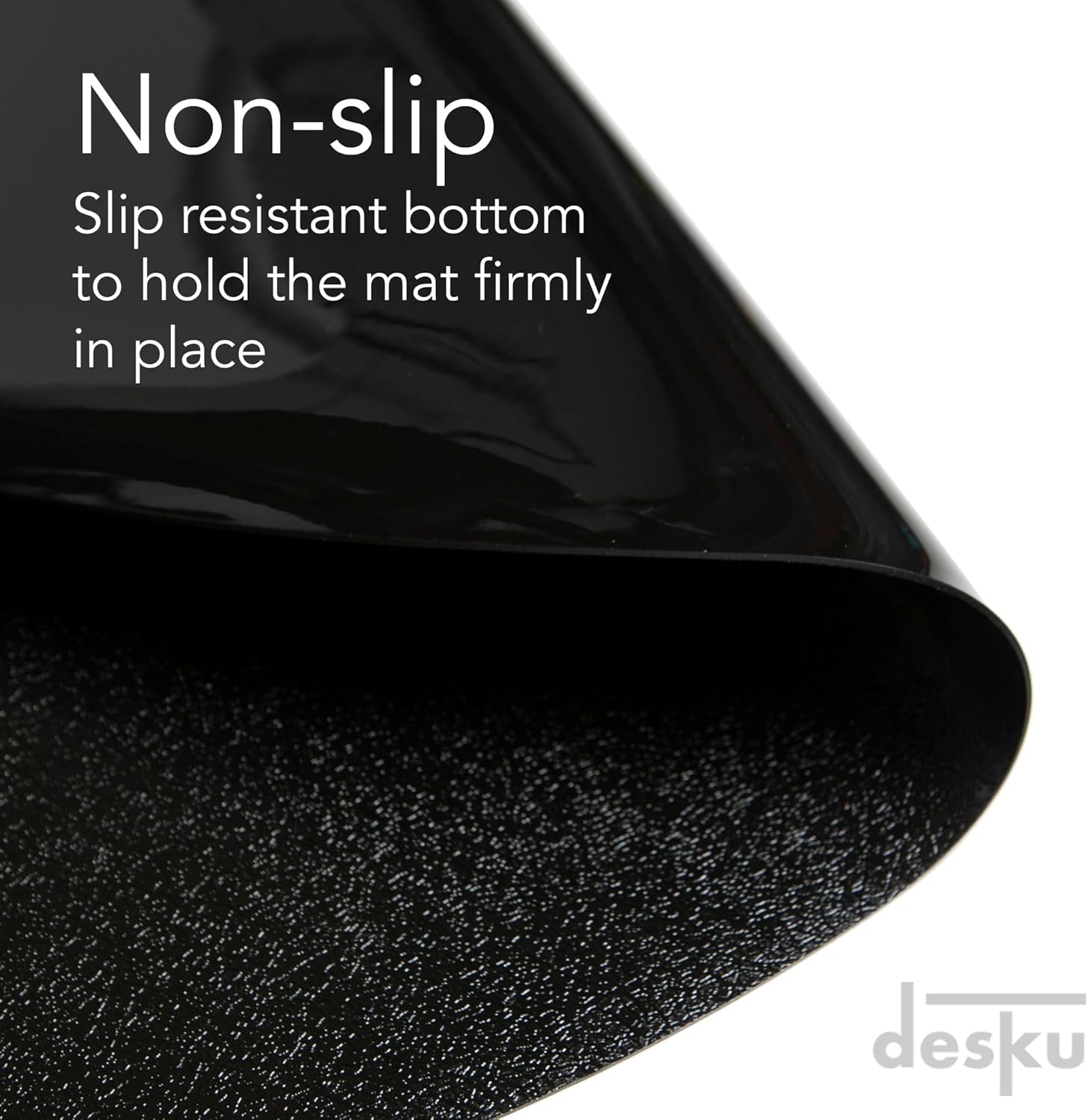 DESKU Super Oval Desk Chair Mat – Heavy-Duty PVC Mats for Hard Floor Protection, Black, 36" x 48" Inches, Made in The USA