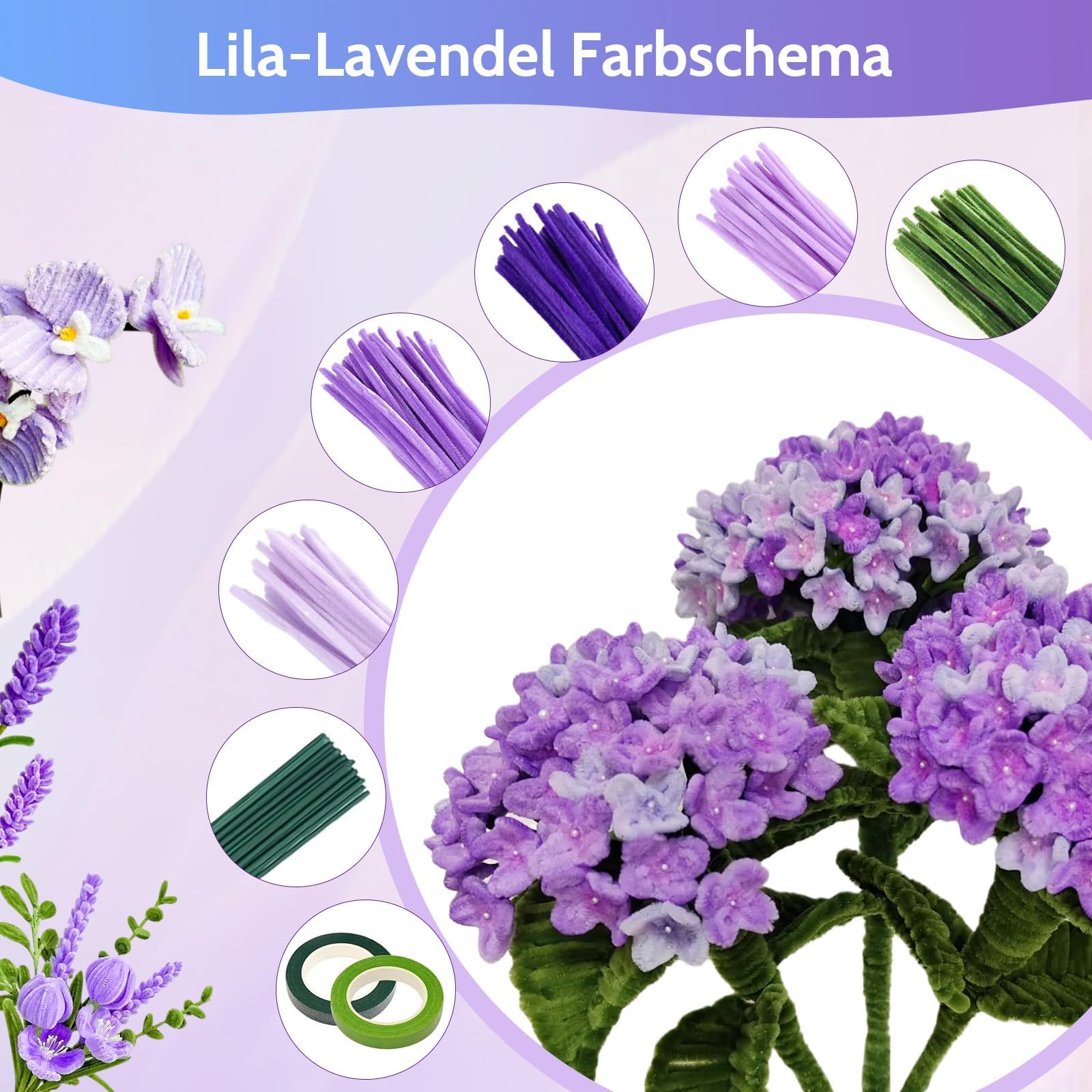 DIY Flores Set Limpiador de Pipas 800 Piezas Kit DIY Ramo de Flores