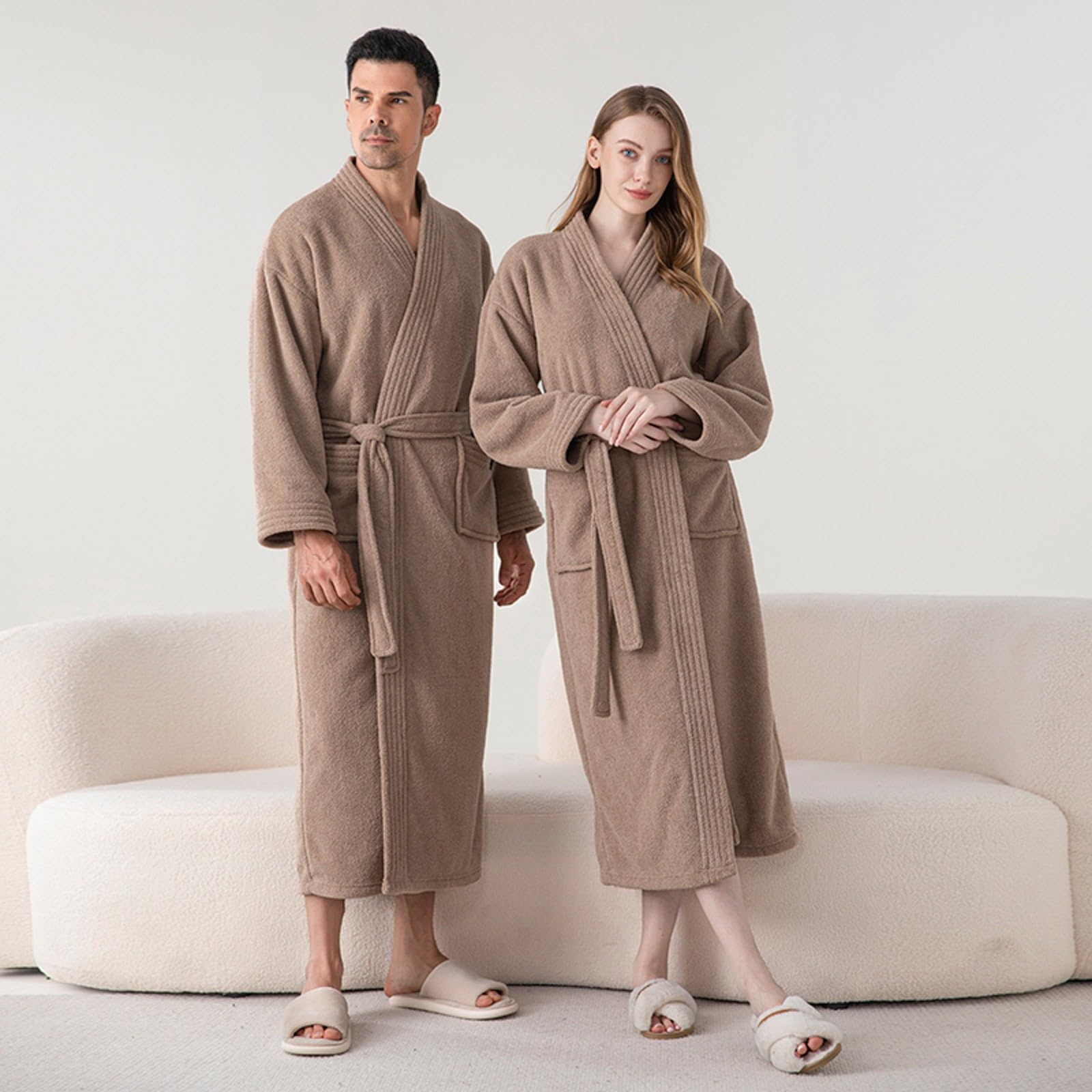 Générique Pyjama pour Hommes-Peignoir d'hiver en Flanelle épaisse pour Homme Nouveau modèle Long avec Doublure Fourrure Confortable Maison