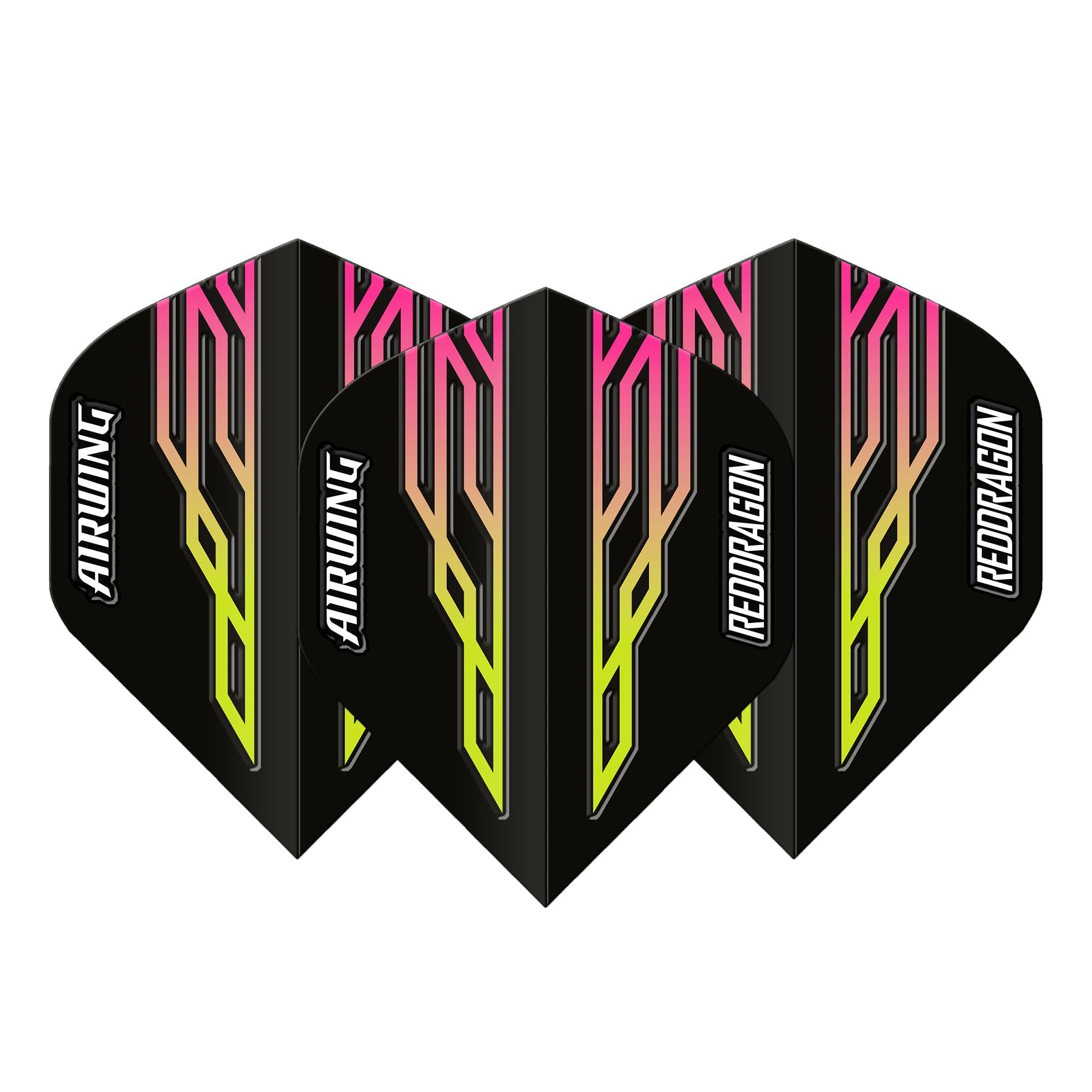 RED DRAGON Airwing Unique Moulded Black, Pink & Yellow Standard Dart Flights 1 Set Per Pack (3 Dart Flights in total) - Image 2