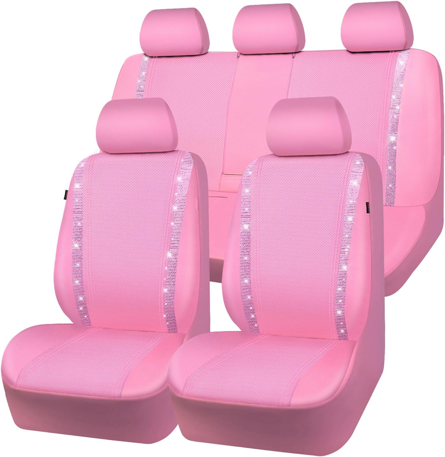 CAR PASS Bling Car Seat Covers Full Set, Shining Rhinestone Diamond Waterproo...