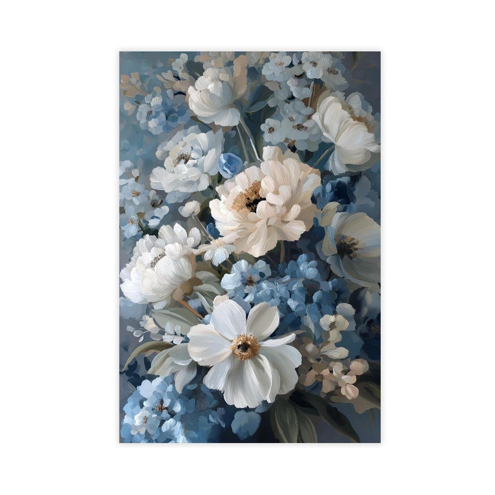 MRYCQ Blue Southwest Floral Poster Canvas Poster for Bedroom Decor Gift