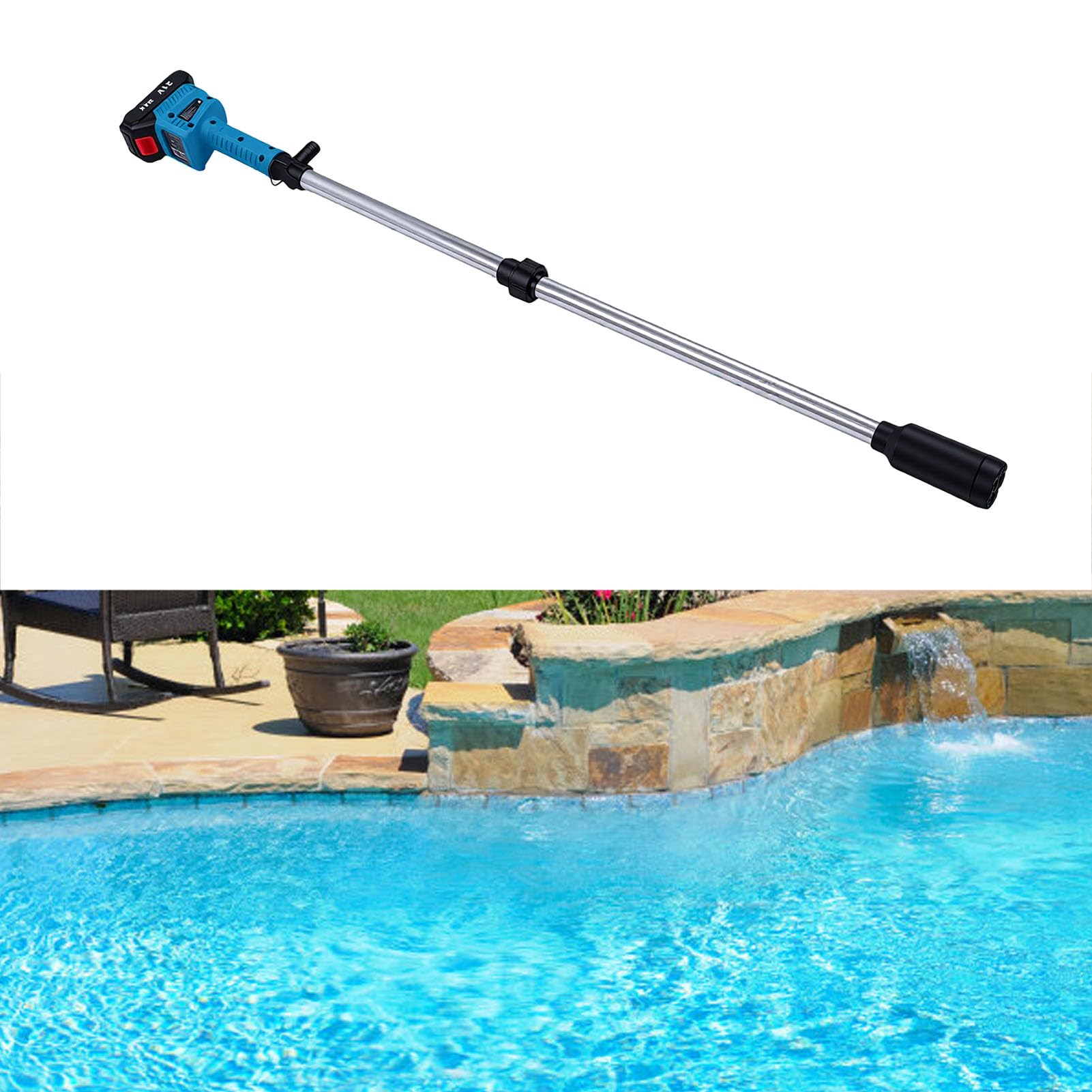 Pompa Ad Acqua Senza Fili a Bastone, Portata Regolabile 720GPH, | Handheld Transfer Pump for BL1840 Battery, ABS, 16ft Lift, for Pool, Tank, Tub