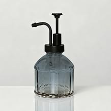 8.5oz Farmhouse Glass Soap Dispenser with Pump Lead-Free Glass & Plastic, Compact & Durable Design Grey