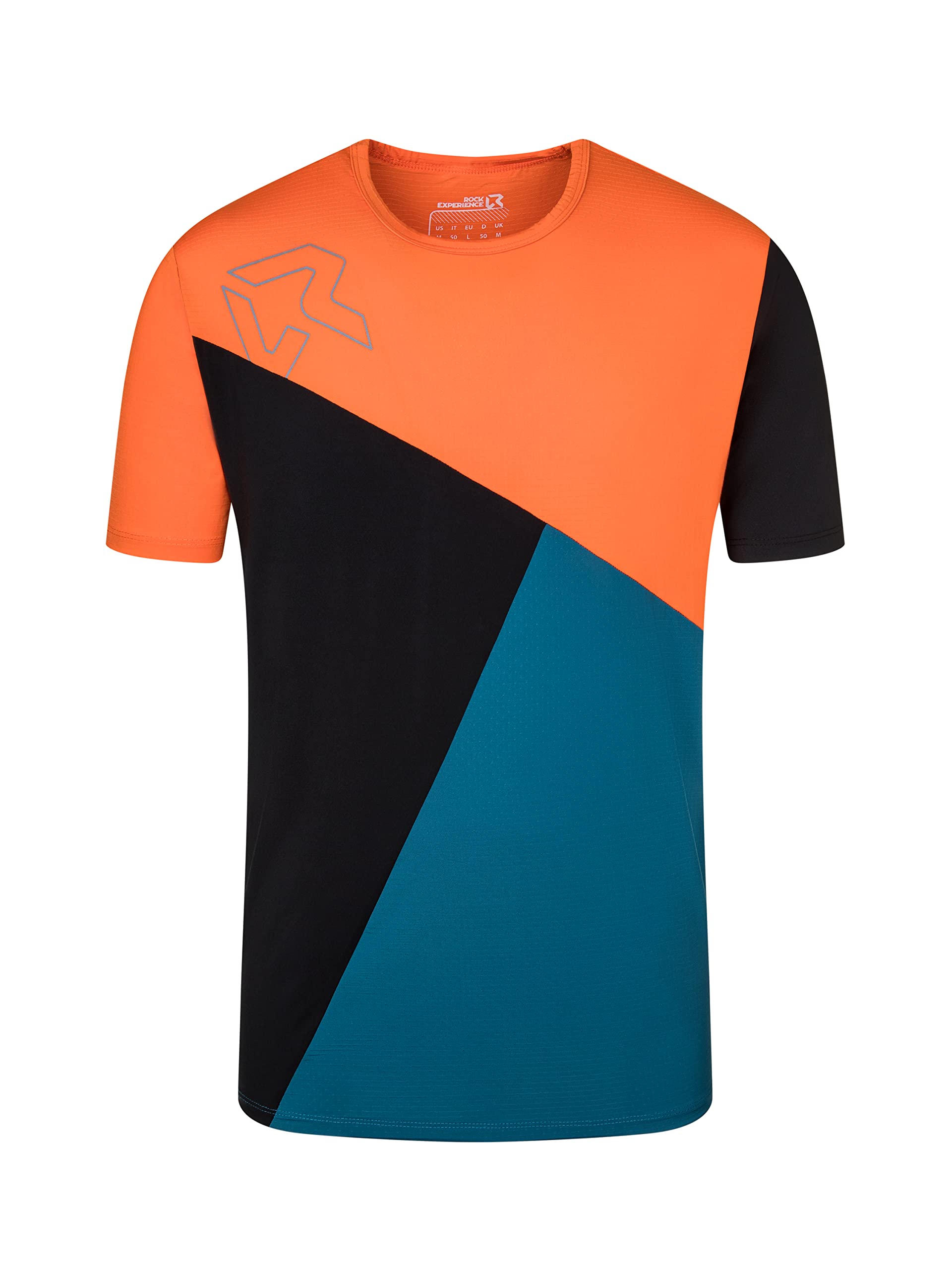 Rock Experience REMT02091 Drum SS T-Shirt Unisex 0208 Caviar+1484 Moroccan Blue+0630 Flame M