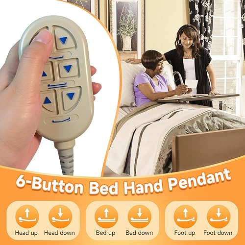 Vista 3 de 1115290 para Invacare Bed Remote Fit para cama eléctrica completa Invacare 5410IVC 5490IVC, colgante de control de mano de cama de 6 botones