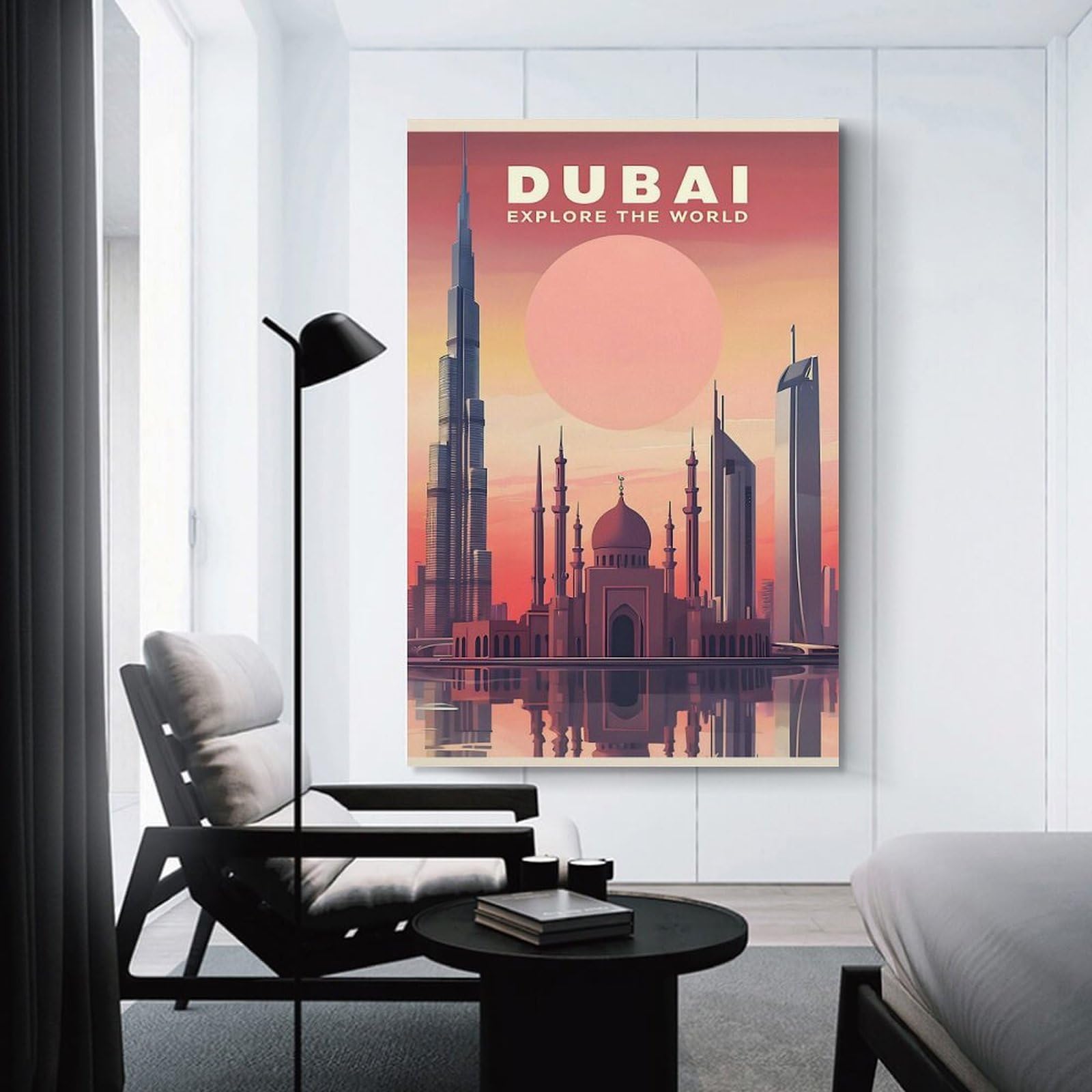 Junmoney Decorative Canvas Print Dubai Travel, 24x36inch(60x90cm), for Entrance Spaces, Stair Walls Or Halls, A Neat Decor Update for Hallways