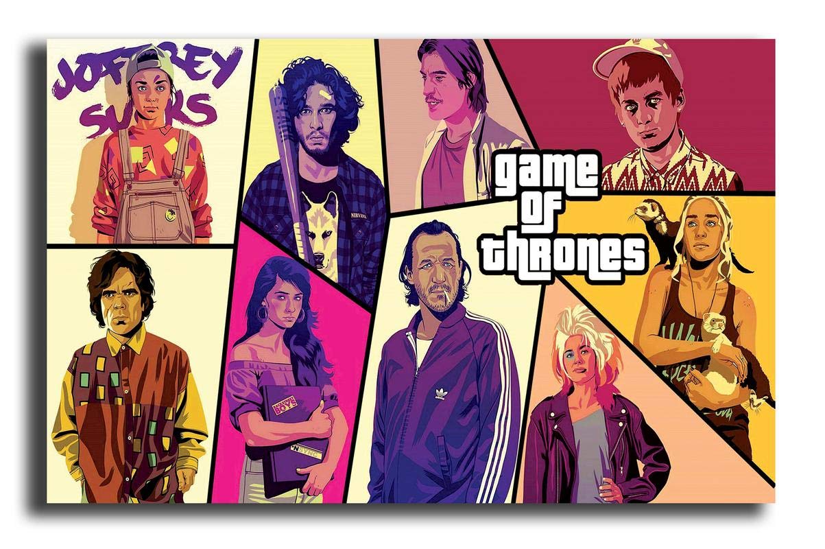 PIXELARTZ Wall Poster GOT TV Series GTA 5 Fanart Poster HD Quality Poster for Home, Office, Studio Wall, Door decor Multicolor 18 X 12 inches