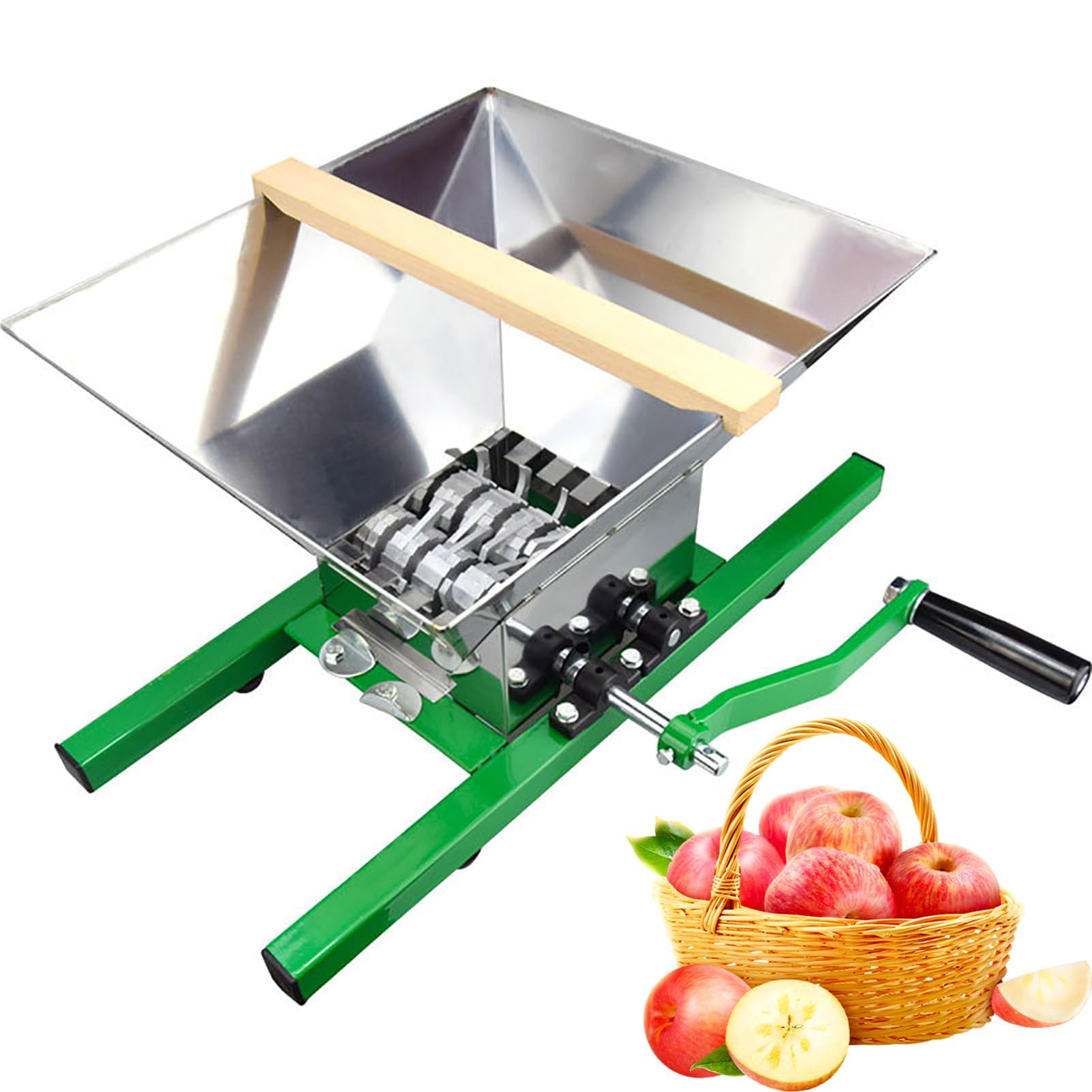 FHRKA Crusher, 7l Manual Grape Grinder, Fruit Stainless Steel Wine Crusher Grinder, Homemade Cider Crusher,Scratter Pulper for Fruits (Apple Crusher)