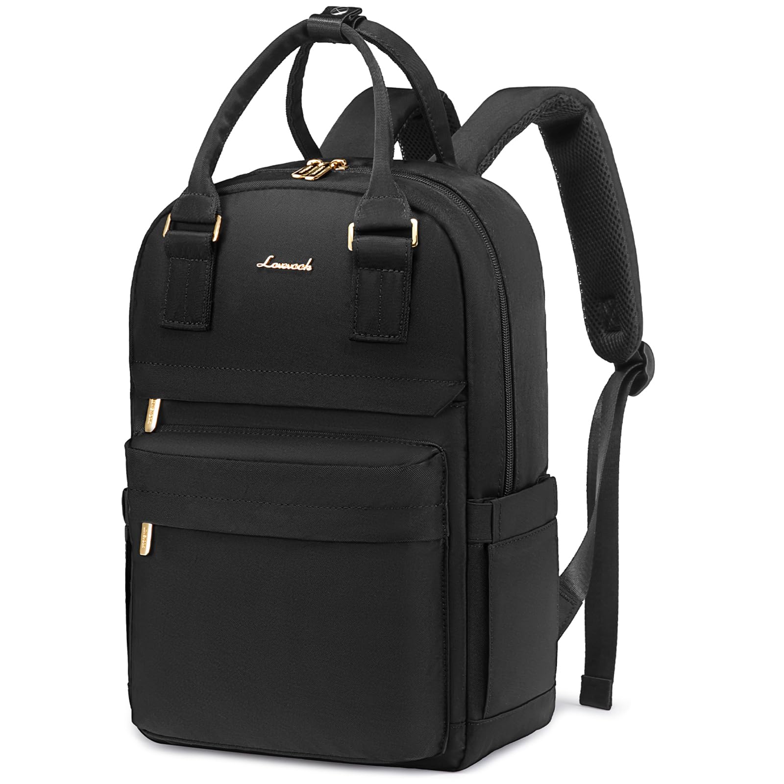 LOVEVOOK Damen Rucksack Mittelgroß, 14 Zoll Schulrucksack Teenager Mädchen Laptop Backpack School Bag Schultasche Arbeitstasche, Wasserdicht Travel Backpack für Reise Uni College, Schwarz