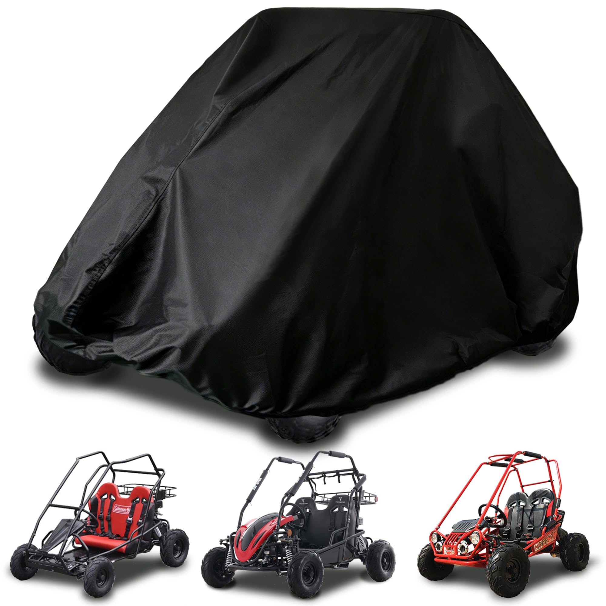 Go-Kart-Abdeckung, Go-Kart für Kinder, wasserdicht, groß, Gokart-Zubehör, 170 cm L x 115 cm B x 120 cm H, Schwarz
