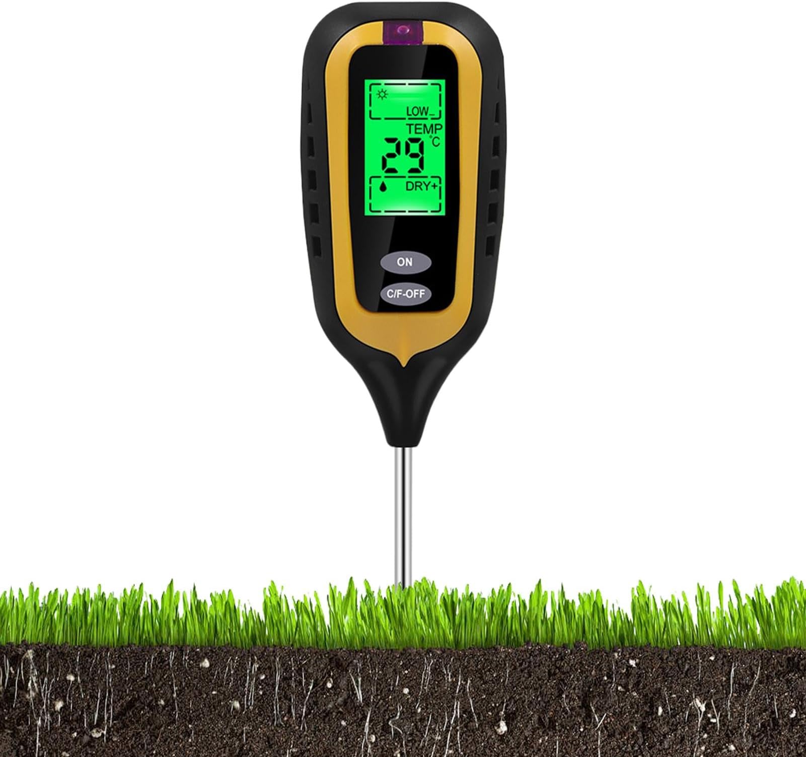 PlantsMoisture Meter, 4 in 1 Soil Tester, pH/Light/Temperature/Hygrometer Tester for Care of Flowers, Potted Plants, Gardens, Farms And Lawns, 12.48x2.32 inches