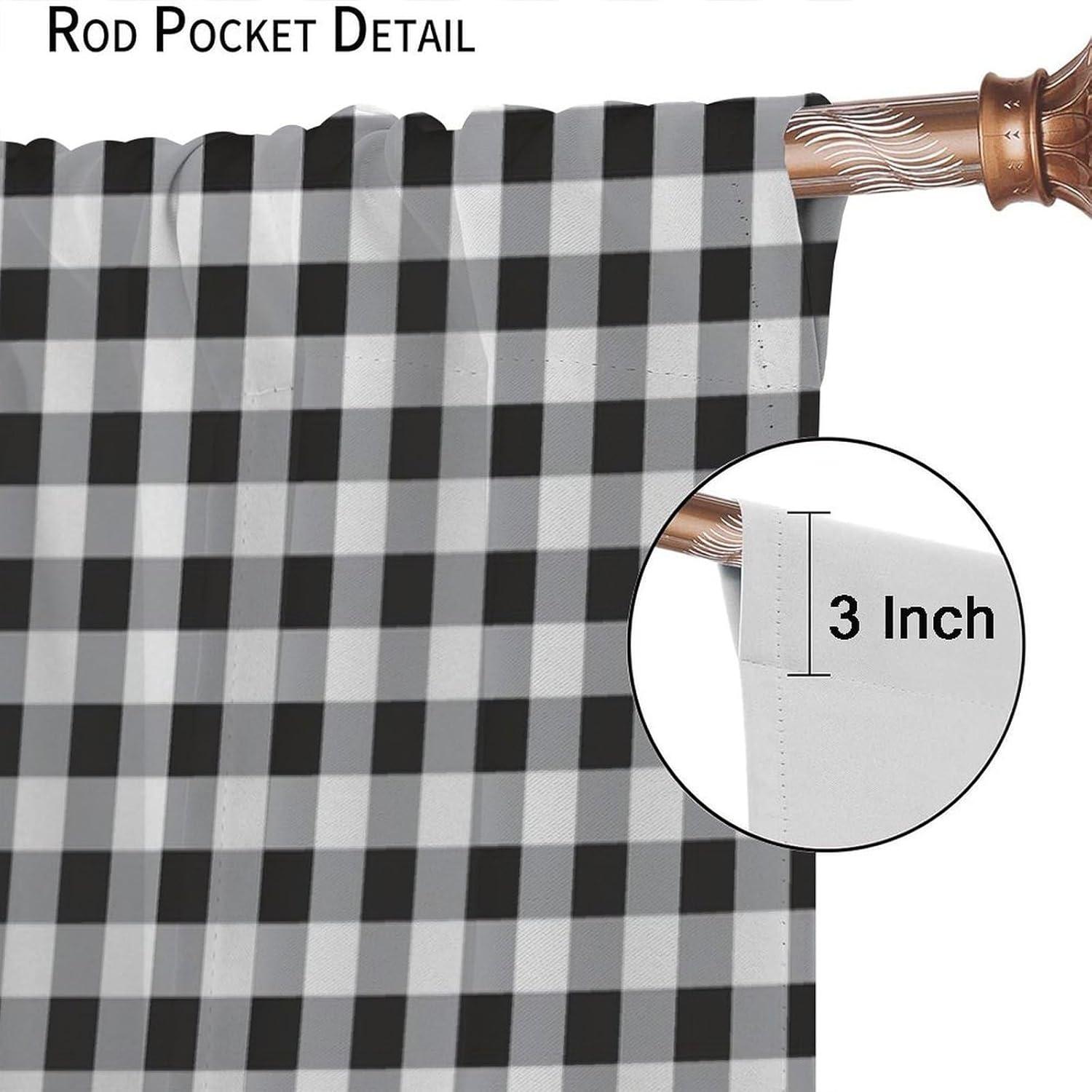 Rooster Blackout Curtains Black White Buffalo Plaid Retro Rustic Farm Animals Art Printed Bedroom Living Room Bathroom Rod Pocket Decoration Window Drapes 2 Panels W21xL45in