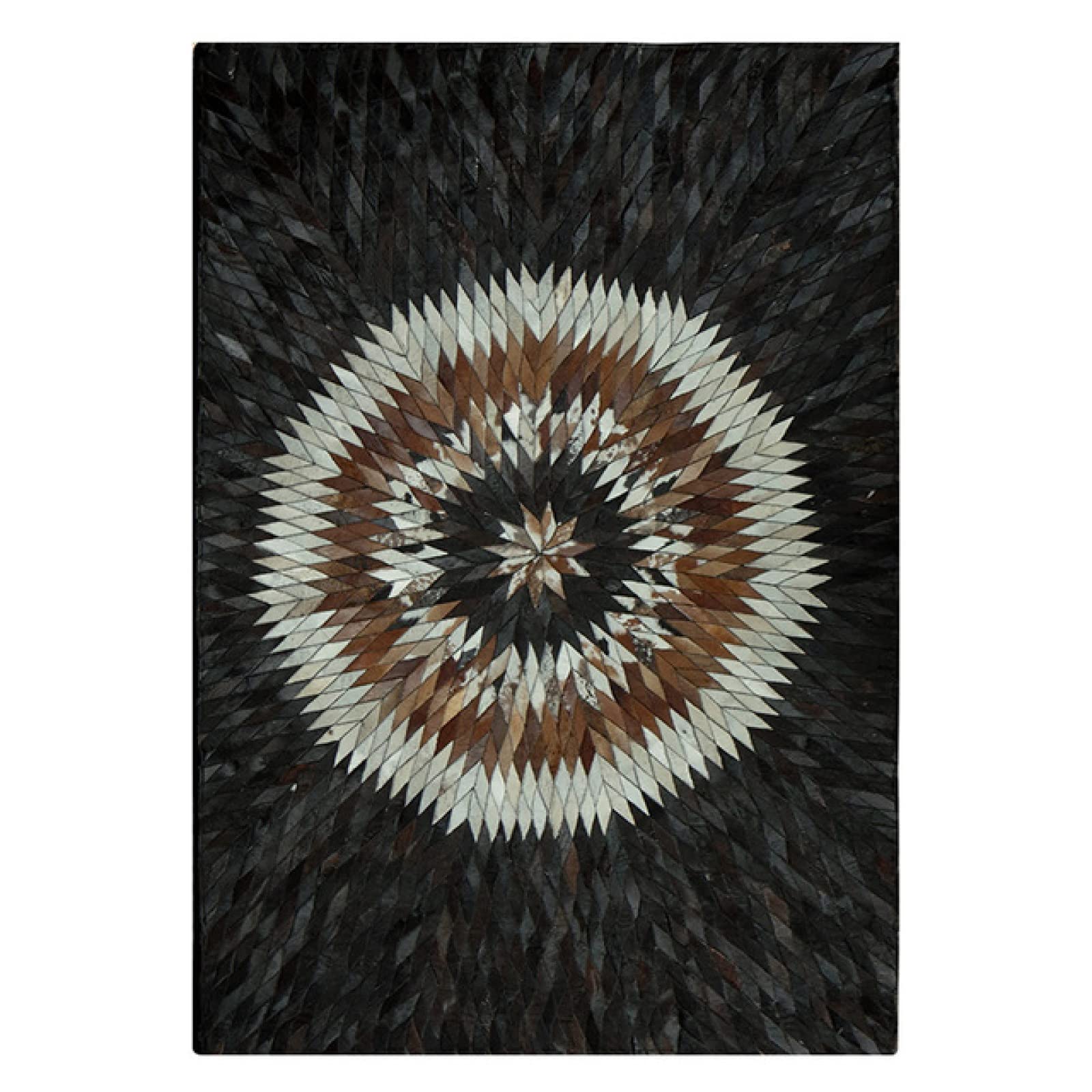 Współczesny dywan salon sypialnia mata nowoczesna minimalistyczna czarno-złota romb krata, krótkie runo, obramowana, miękka, można prać w pralce - 200 x 250 cm