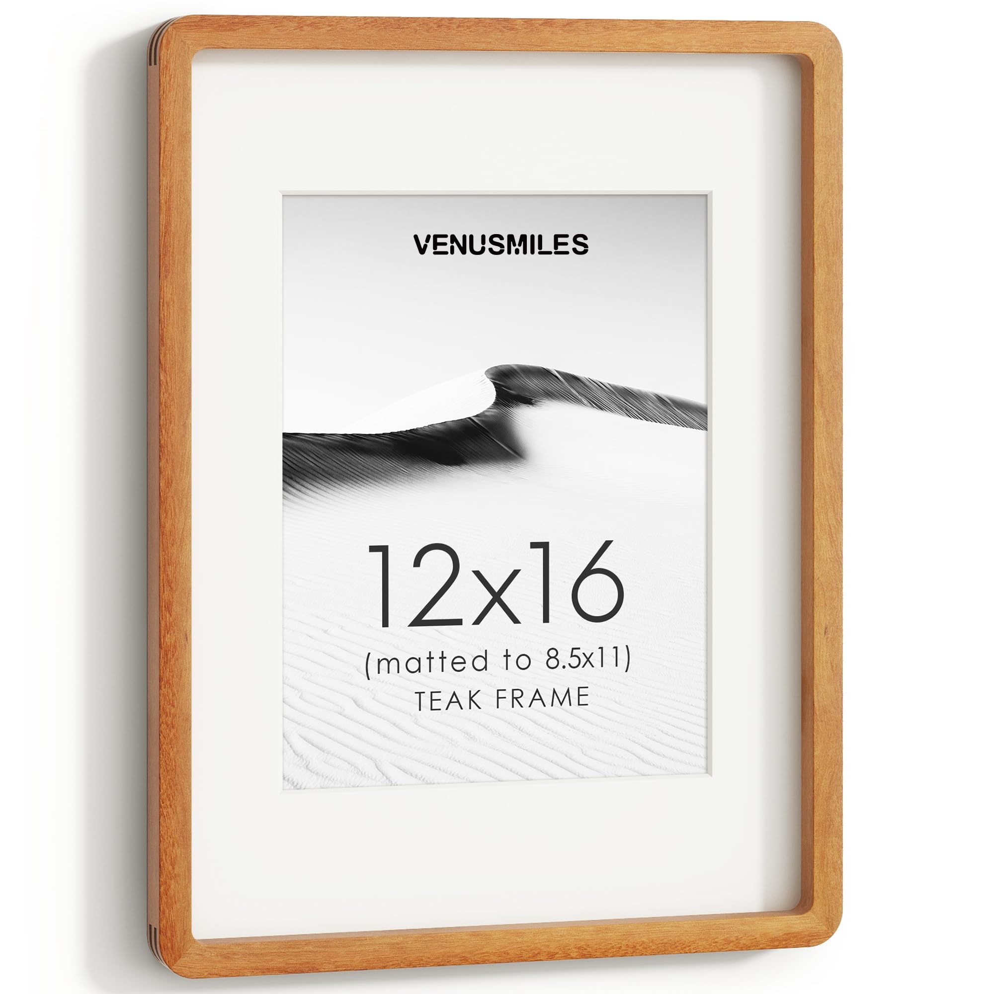 12x16 Picture Frame, USA-Sourced Natural Teak Wood Photo Collage Frame