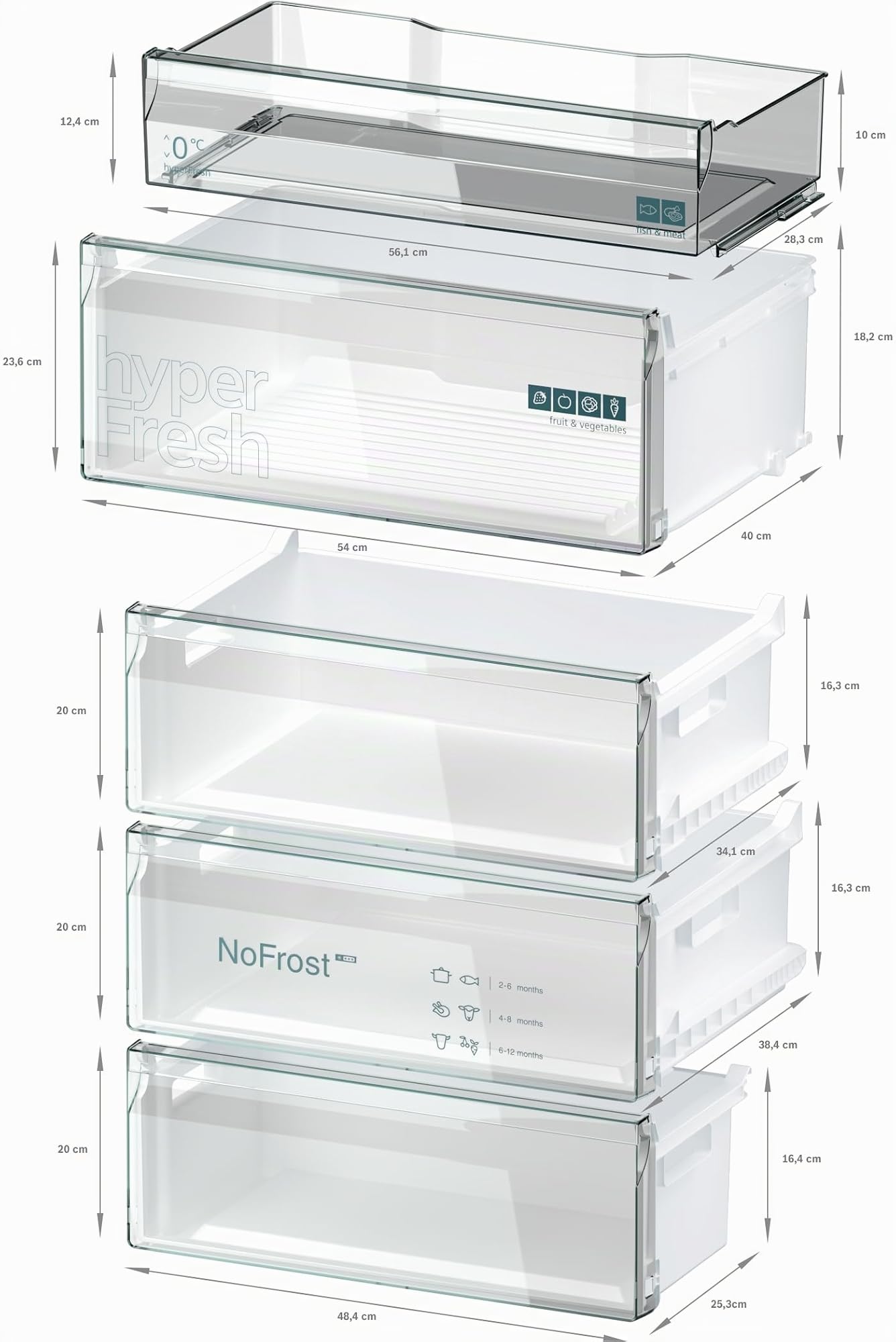 Siemens iQ300 - Frigorífico y congelador XXL (203 x 70 cm, KG49NVXCG, 311 L de refrigeración y congelación de 129 L, total noFrost, colocación sin costuras, hyperFresh 0ºC, acero negro antihuellas)