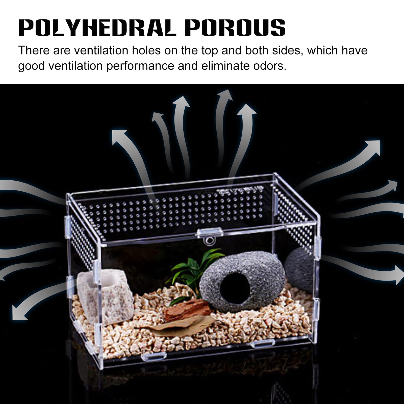 Nizirioo Acrylique Boîte D'alimentation D'insectes: 20cmx12cm x 12cm Boîte D'élevage De Reptiles, 360 ° Transparent Boite Portable Terrarium Insecte, Terrarium Phasme pour Animaux de Compagnie Rampant