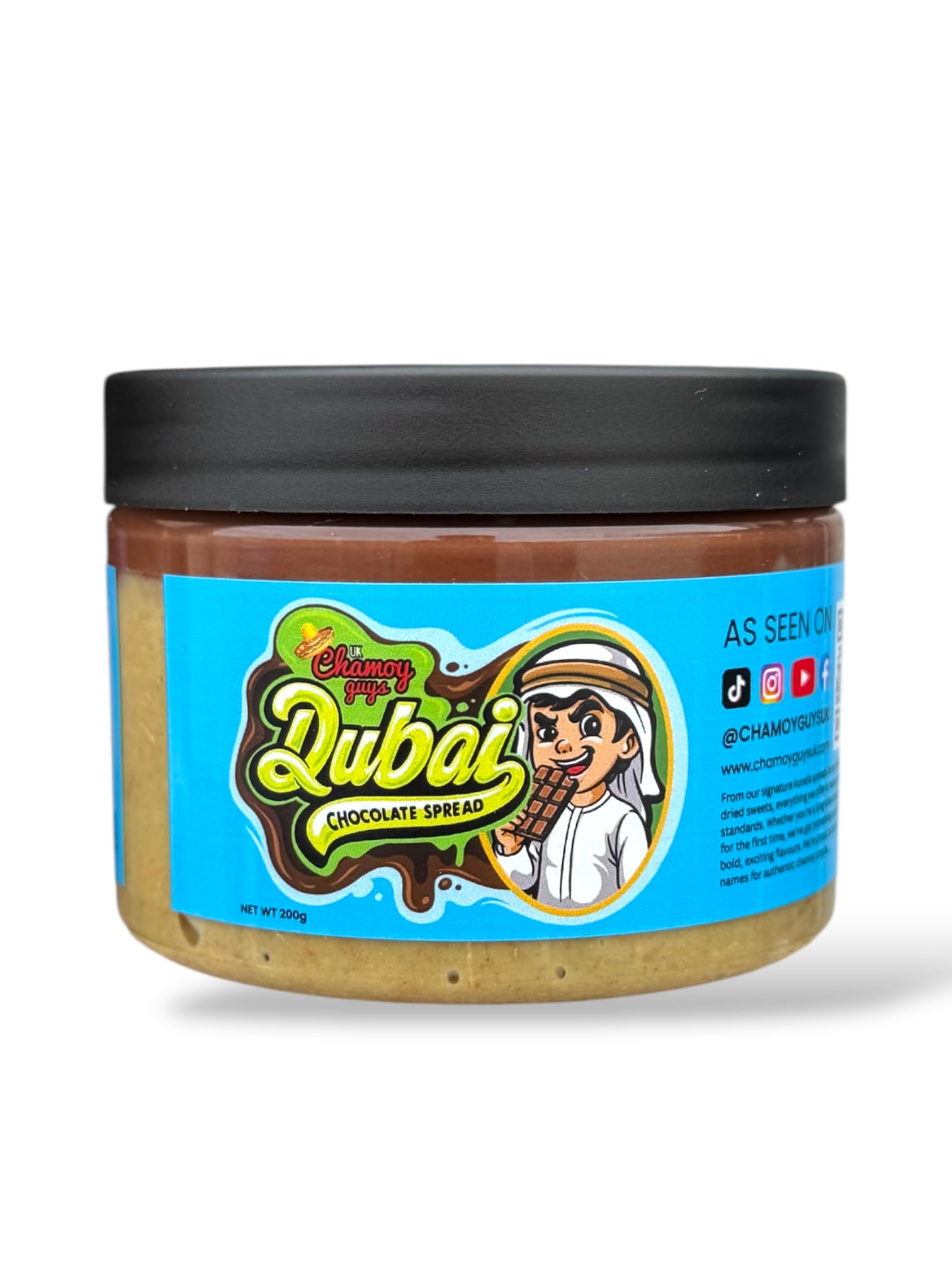 Dubai Chocolate Pistachio Spread with Kunafa – Luxury Halal Sweets | Chocolate Spread & Pistachio Butter | Kunafa Pastry Dessert Topping | Chamoy Guys UK | 200g