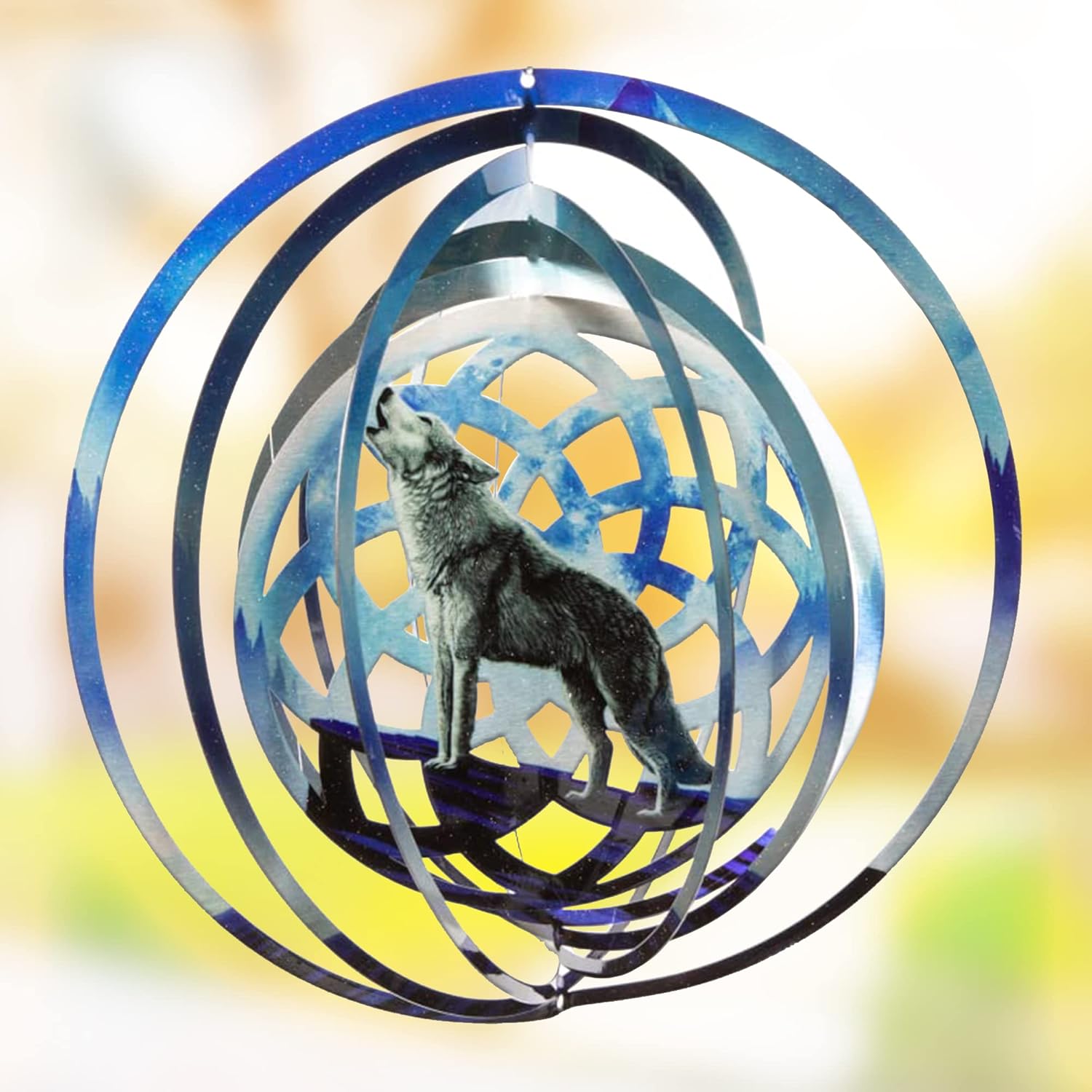 VP Home Wolf Dreamcatcher Wind Spinner for Yard and Garden Wind