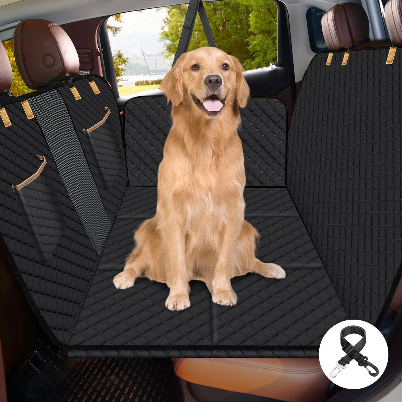 Lekeinchi Funda de Asiento de Coche para Perros, Funda de Asiento de 6 Piezas de Madera Dura para Perro, Impermeable, Resistente a Arañazos, Resistente a Caídas, Apto para Todos los Coches, Negro