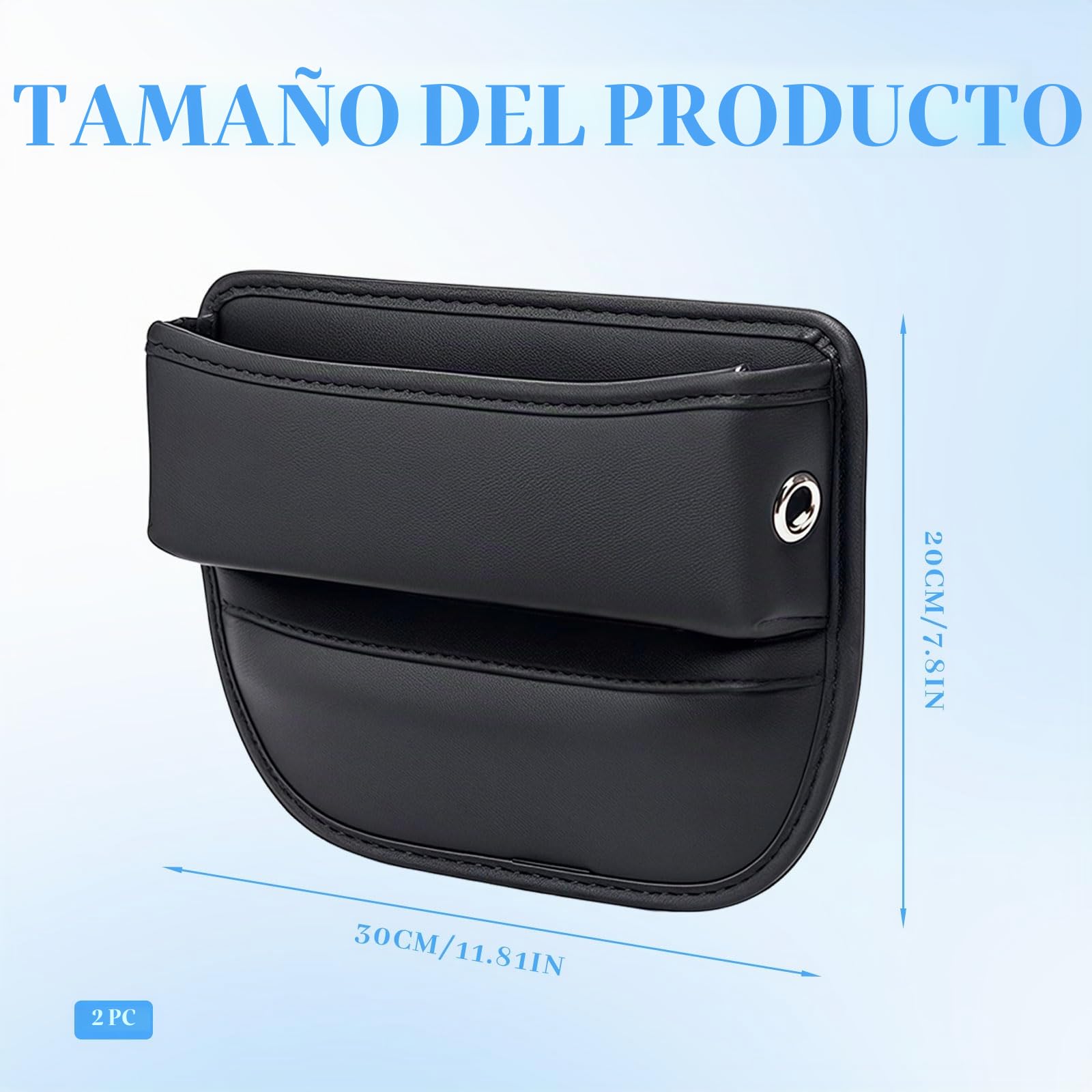 Organizador de Automóvil Consola Central, 2 Pack de Organizadores de Asiento de Coche de Cuero para Teléfono, Llaves, Gafas de Sol
