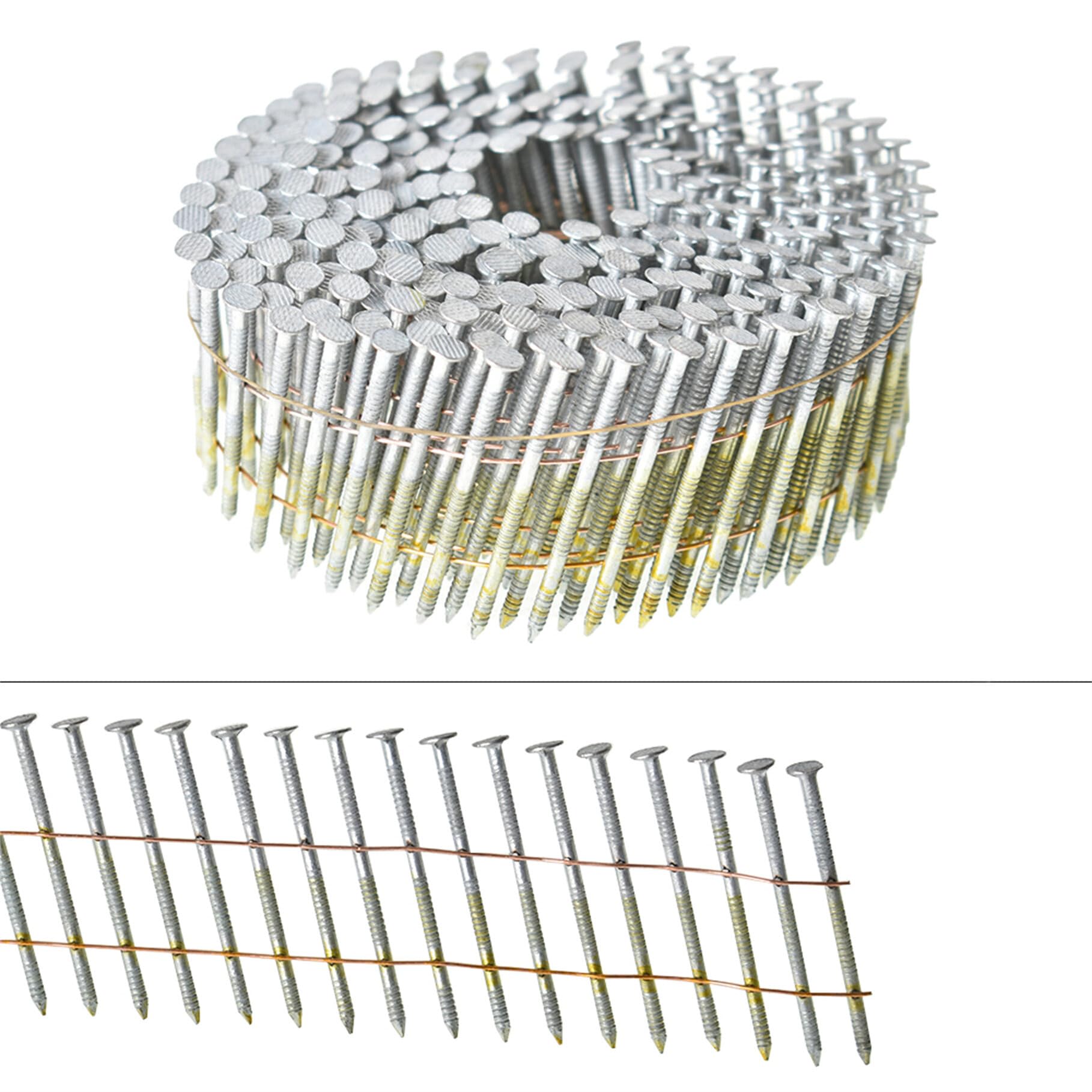 TJHSM 3600 Count Siding Nails 1-1/4in x 0.092in 15 Degree Collated Wire Coil Hot Dipped Galvanized
