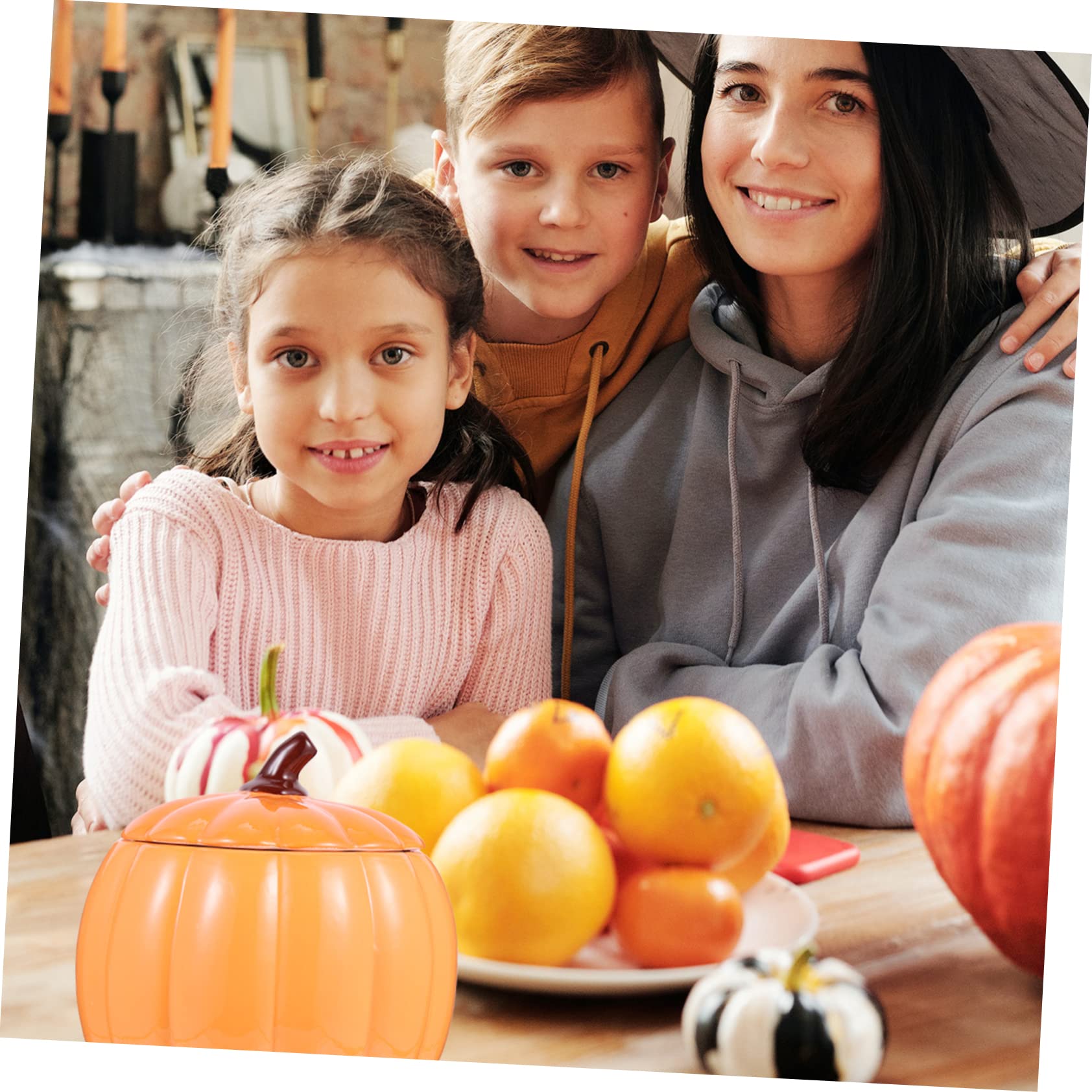 DECHOUS Barattolo Zucca in Ceramica Ciotola per Servire Cibo Contenitore per Alimenti Barattolo Forma di Zucca dei Cartoni Animati Ciotola per Zuppa da Festa